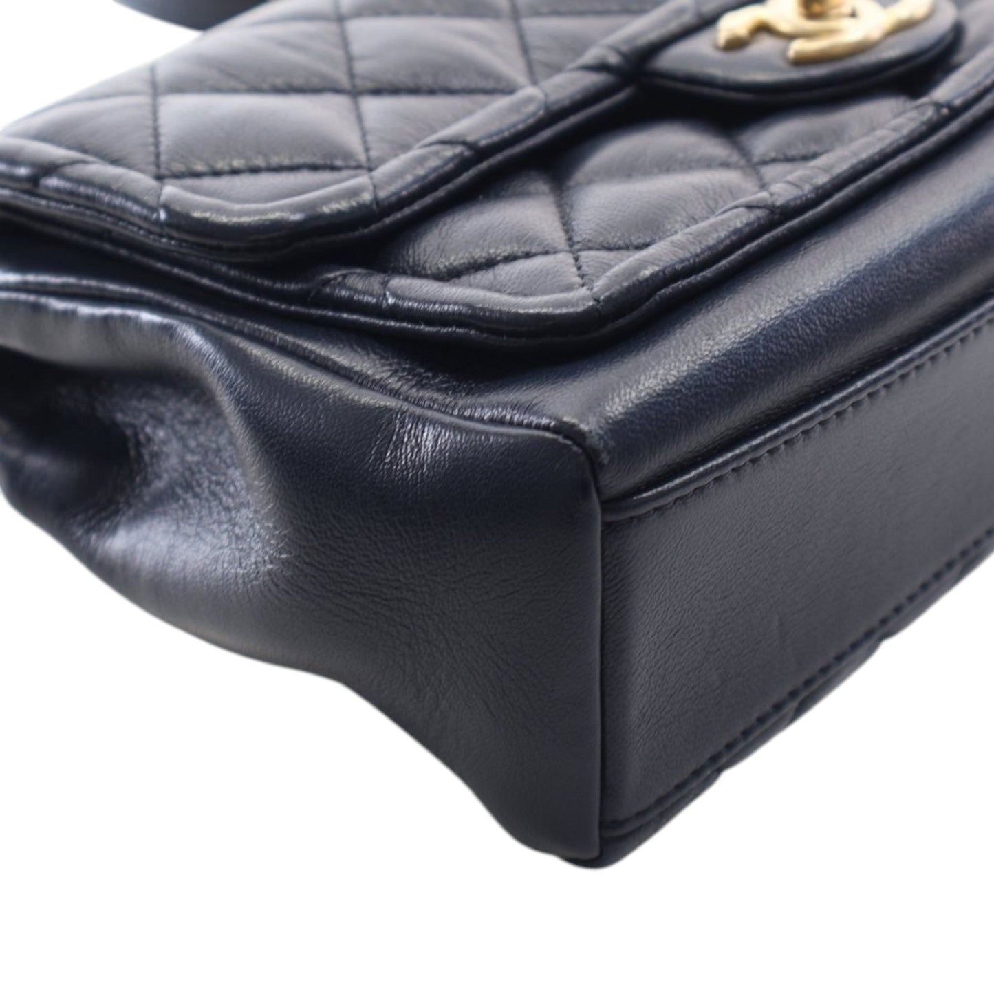 Chanel Small Quilted Crinkled Calfskin Chain Link Flap