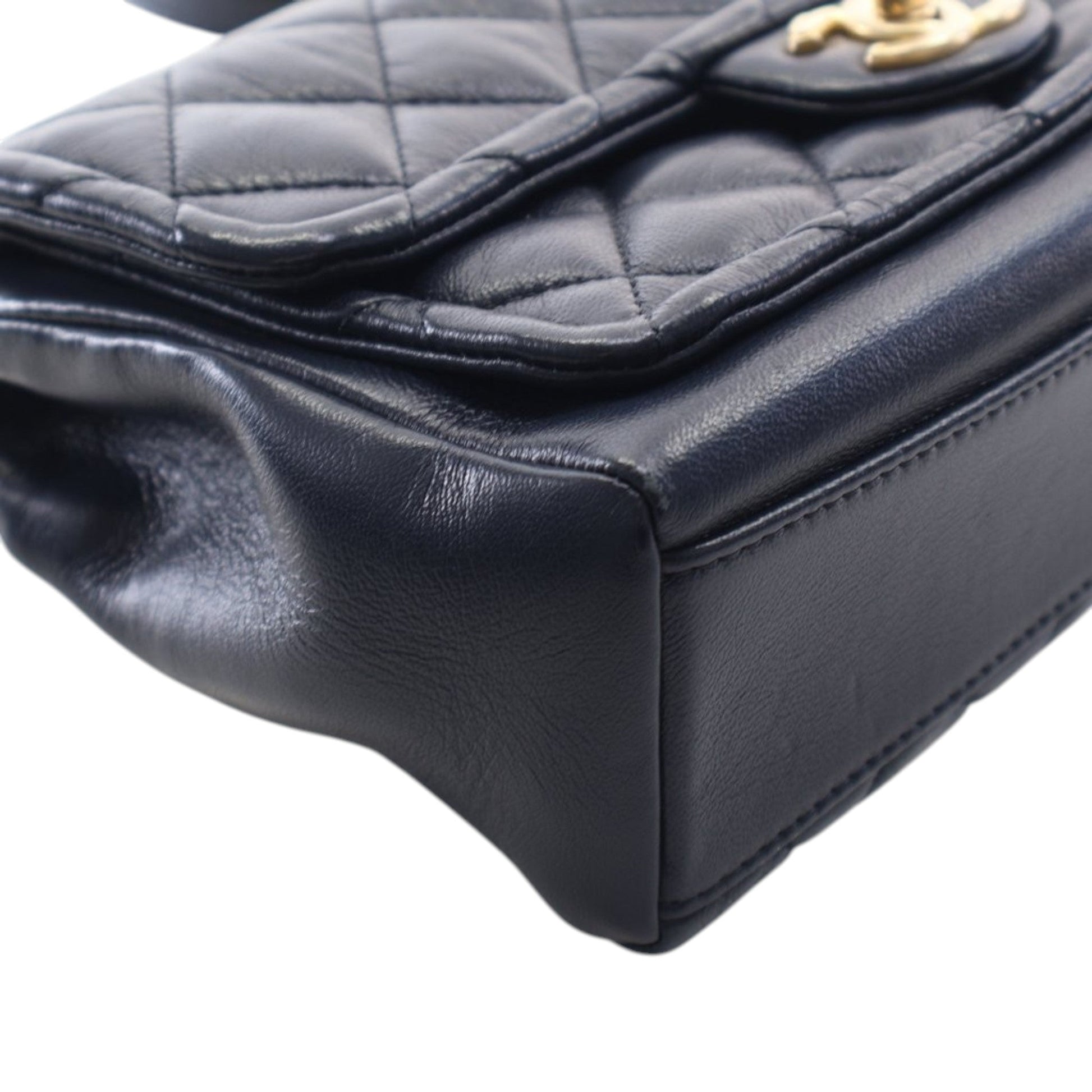 Chanel Small Quilted Crinkled Calfskin Chain Link Flap