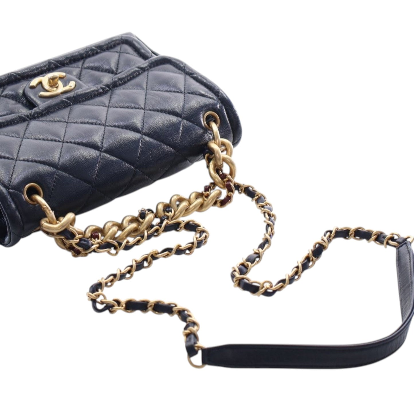 Chanel Small Quilted Crinkled Calfskin Chain Link Flap