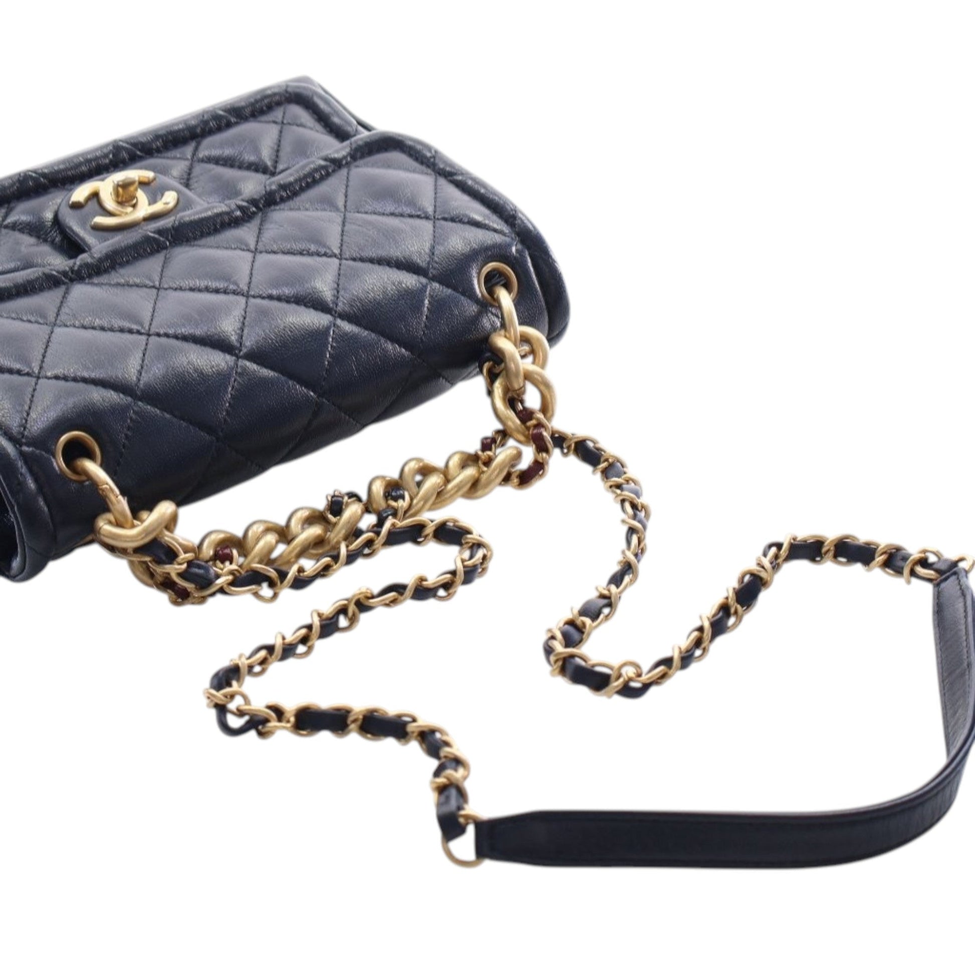 Chanel Small Quilted Crinkled Calfskin Chain Link Flap
