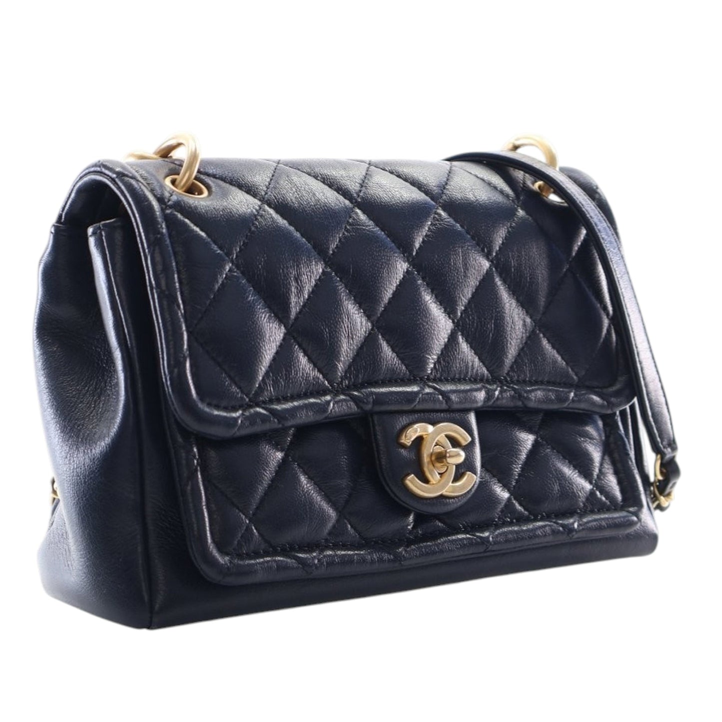 Chanel Small Quilted Crinkled Calfskin Chain Link Flap