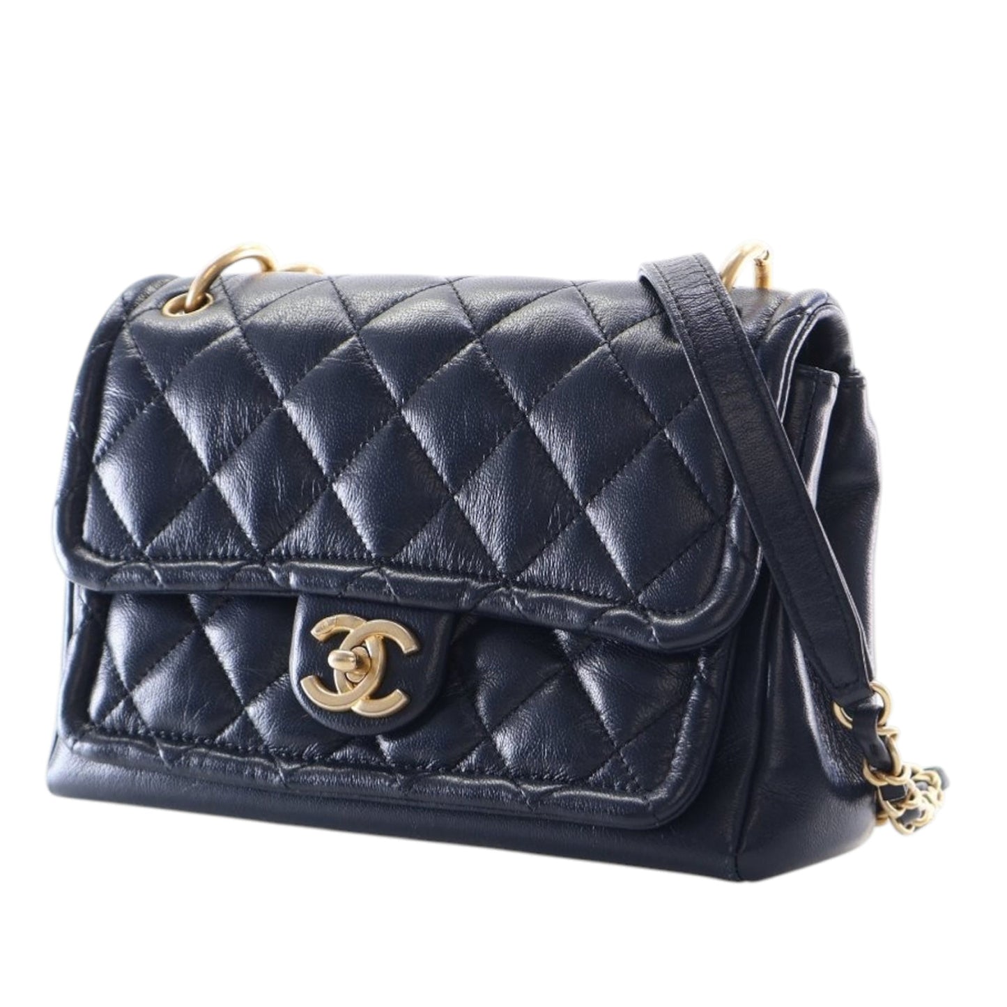 Chanel Small Quilted Crinkled Calfskin Chain Link Flap