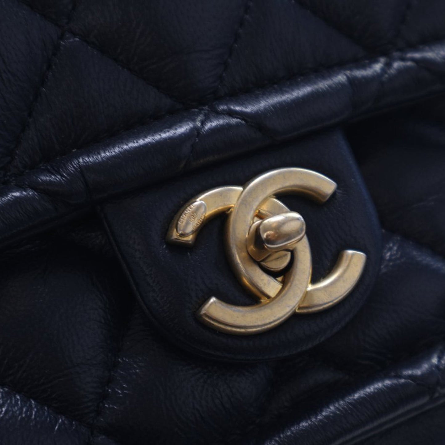 Chanel Small Quilted Crinkled Calfskin Chain Link Flap