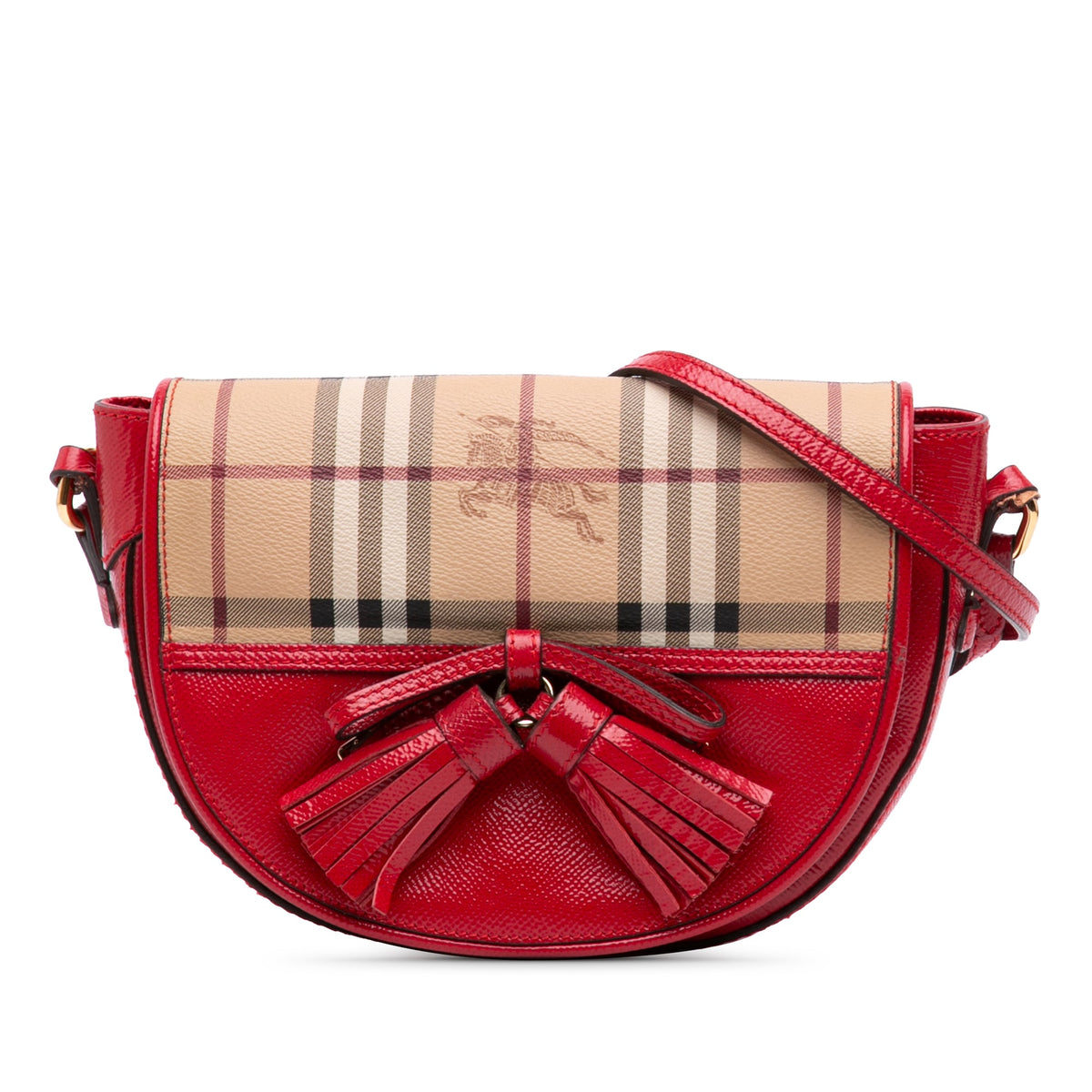 Burberry Patent and Haymarket Check Coated Canvas Maydown Crossbody