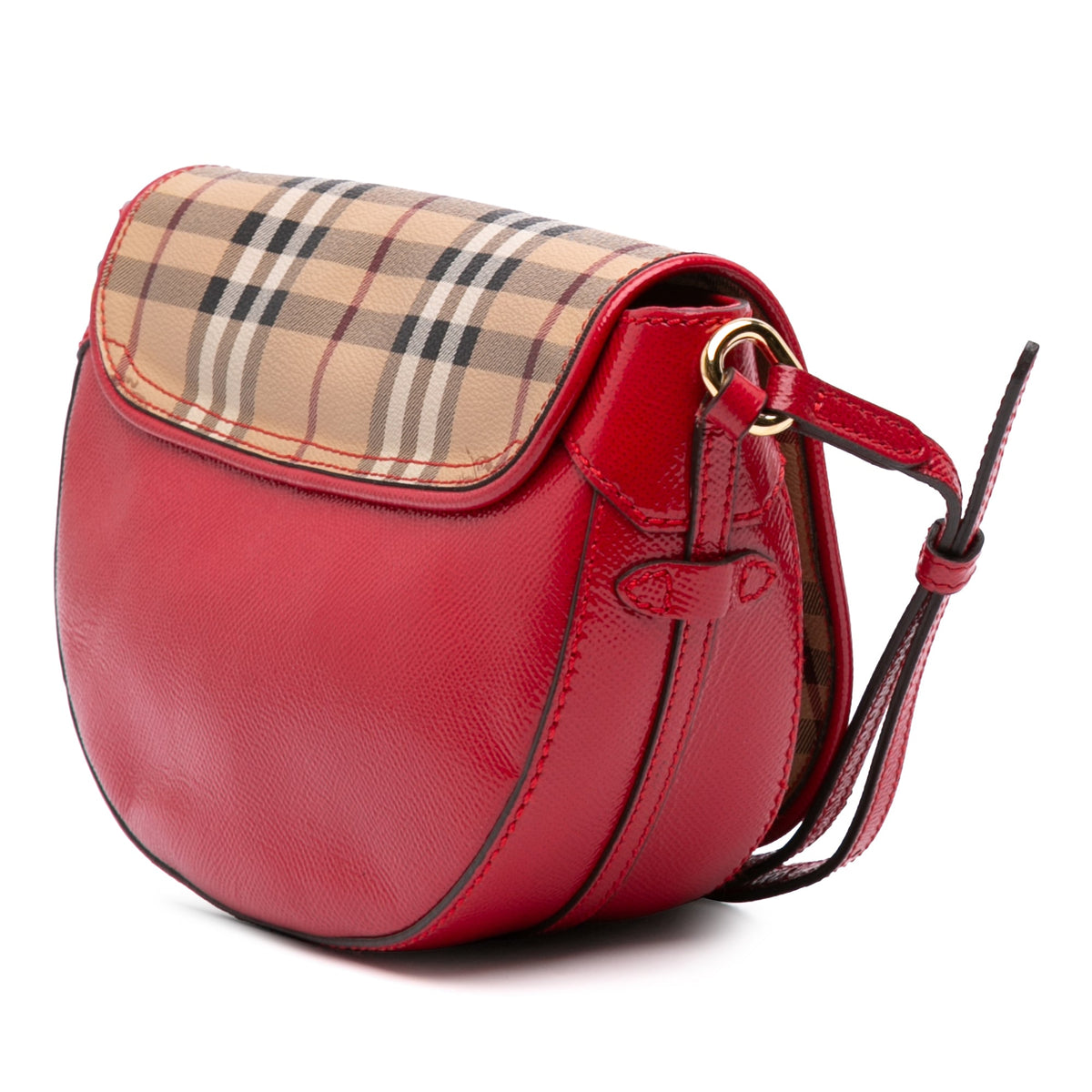 Burberry Patent and Haymarket Check Coated Canvas Maydown Crossbody