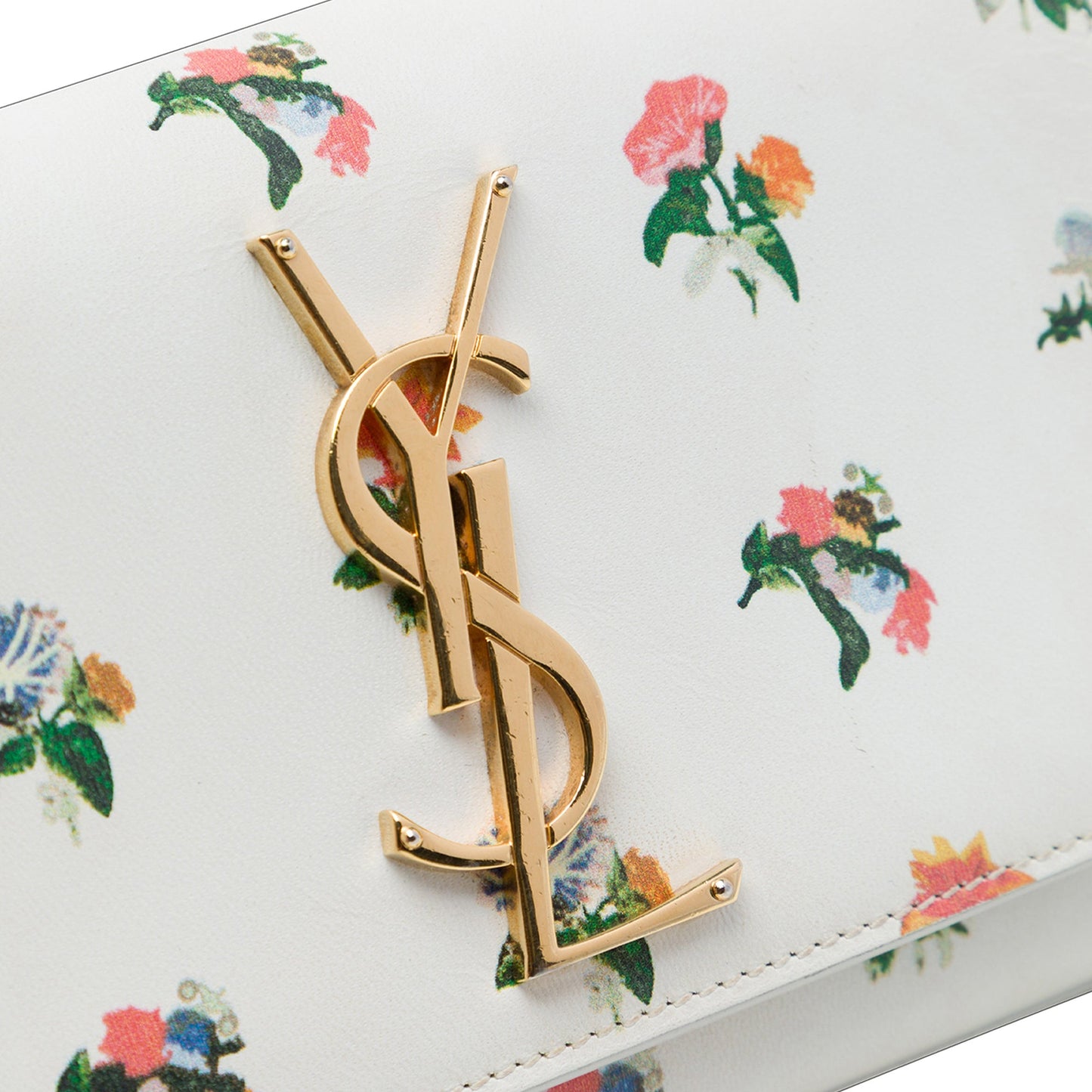 Saint Laurent Mini Smooth Calfskin Prairie Flower Printed Monogram Kate Crossbody