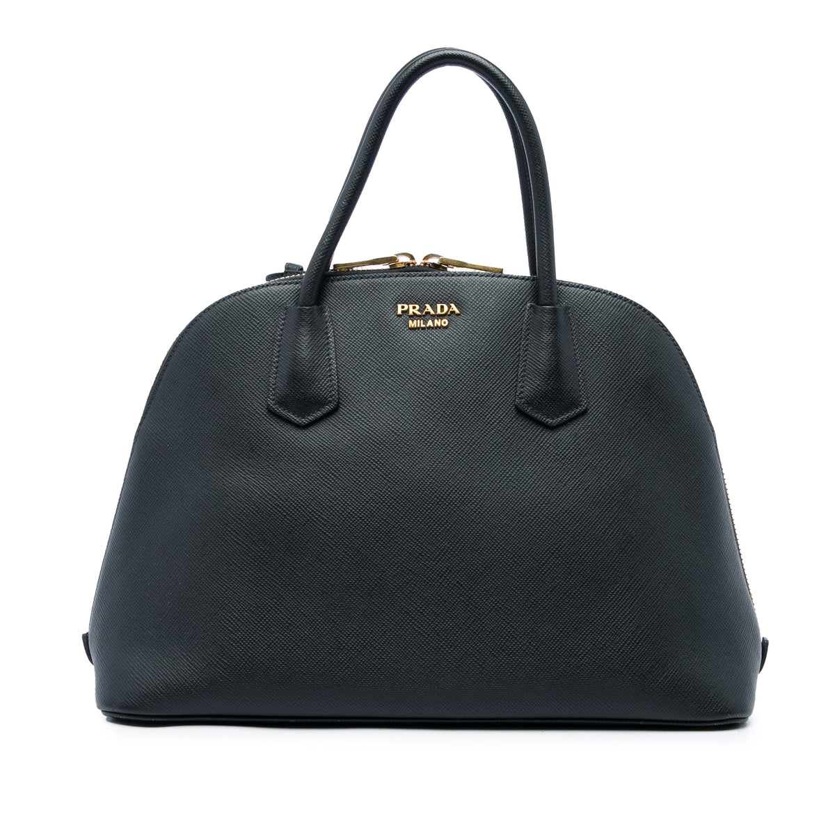 Prada Saffiano Cuir Dome Handbag — Black