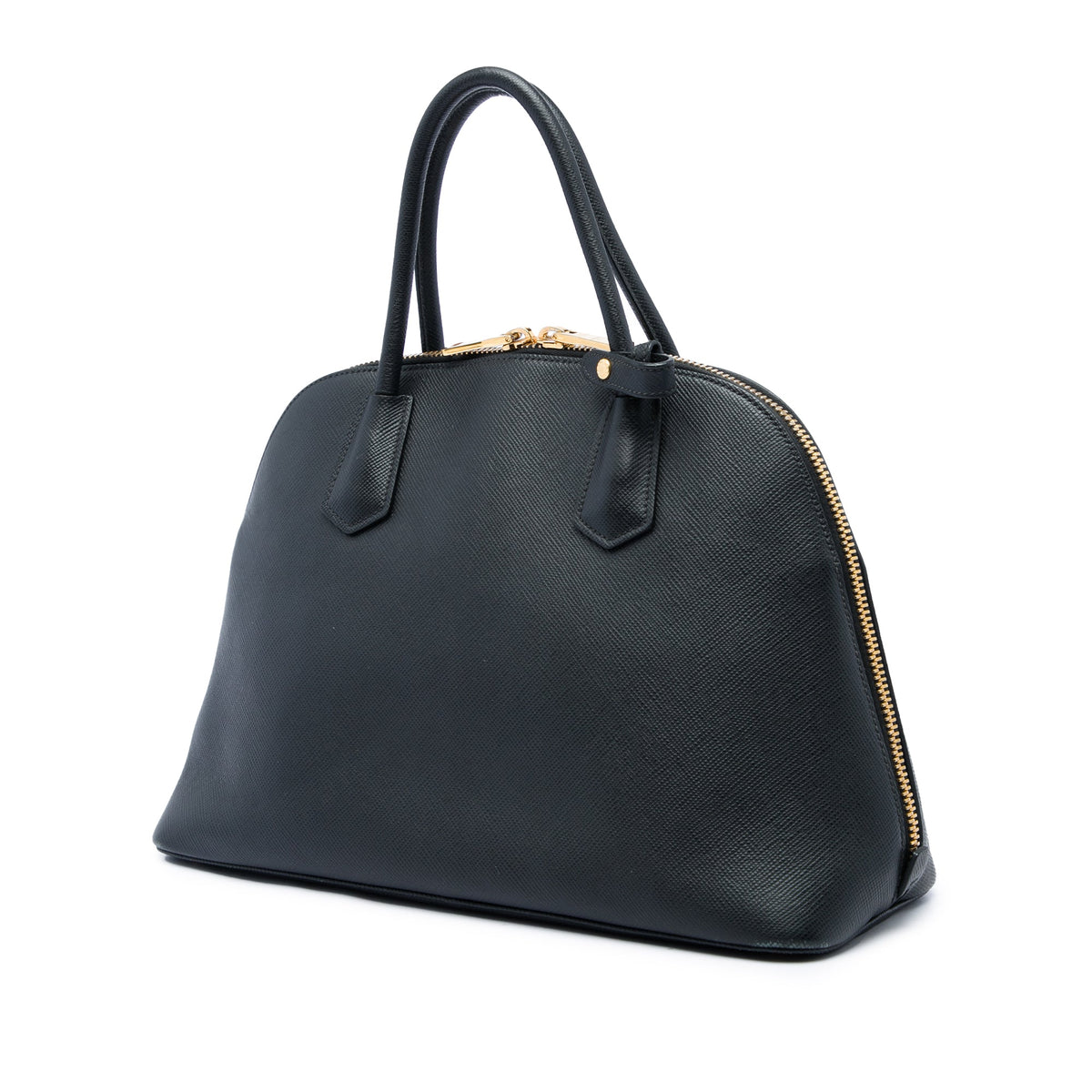 Prada Saffiano Cuir Dome Handbag — Black