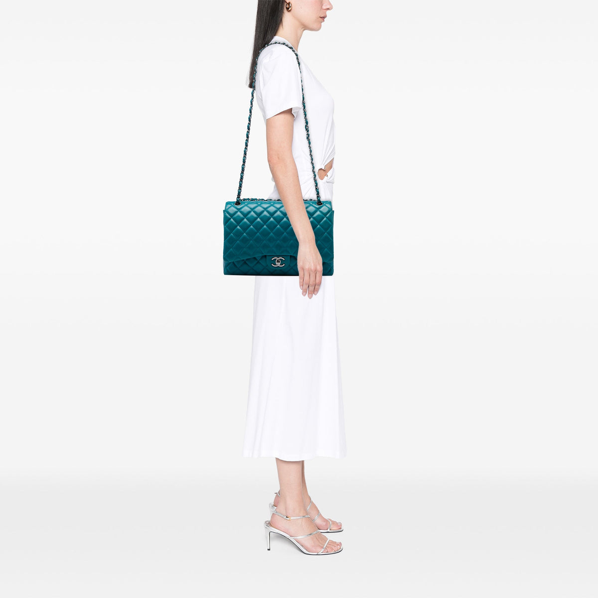 Chanel Maxi Classic Lambskin Double Flap — Blue