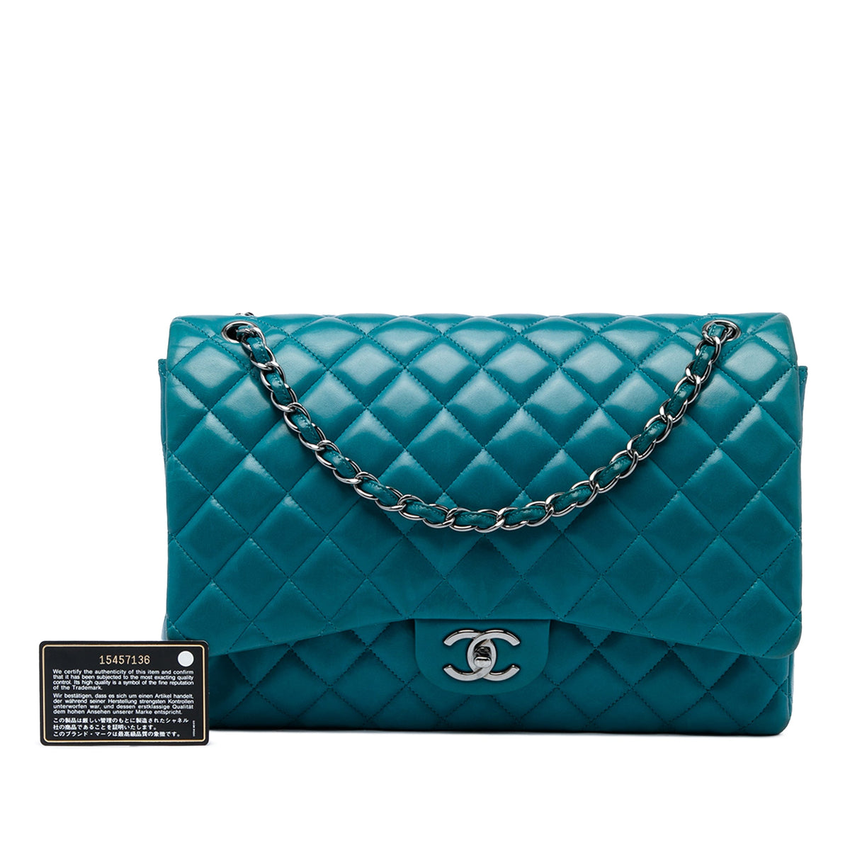 Chanel Maxi Classic Lambskin Double Flap — Blue