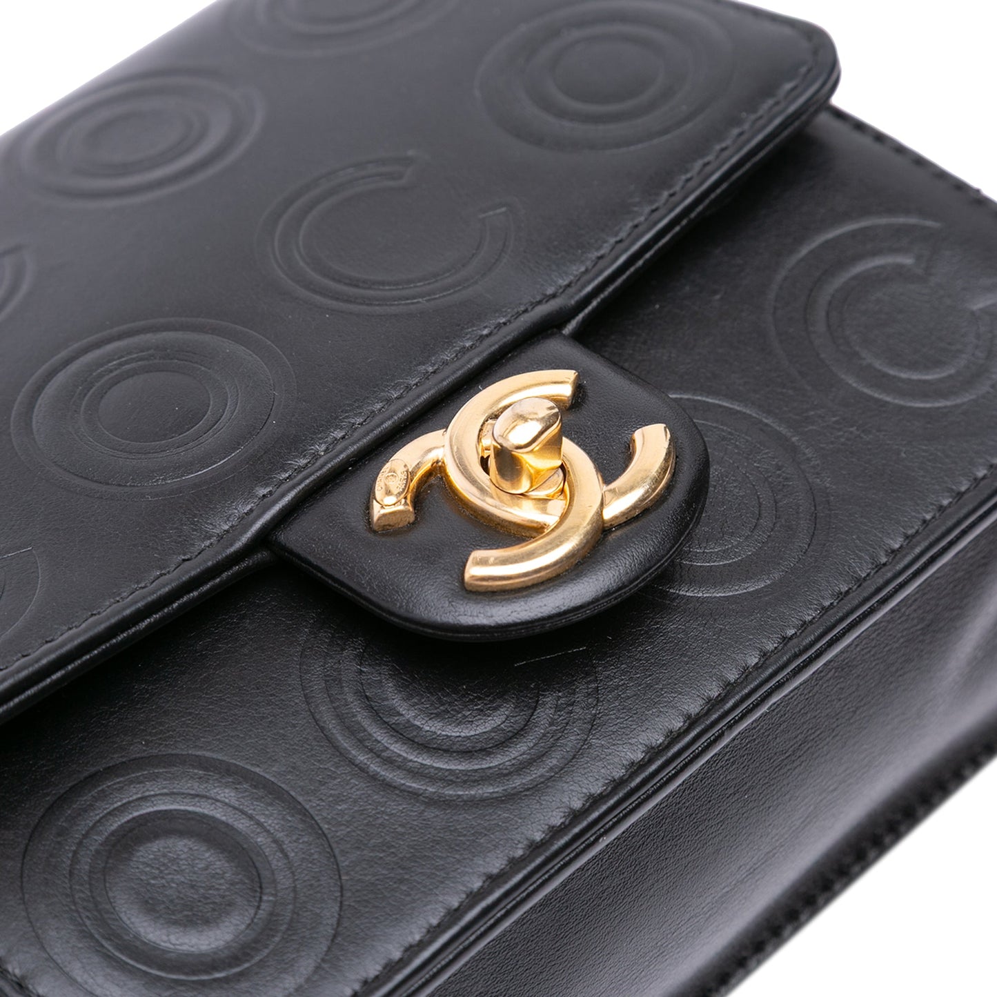 Chanel Mini Square Calfskin Coco Embossed Flap