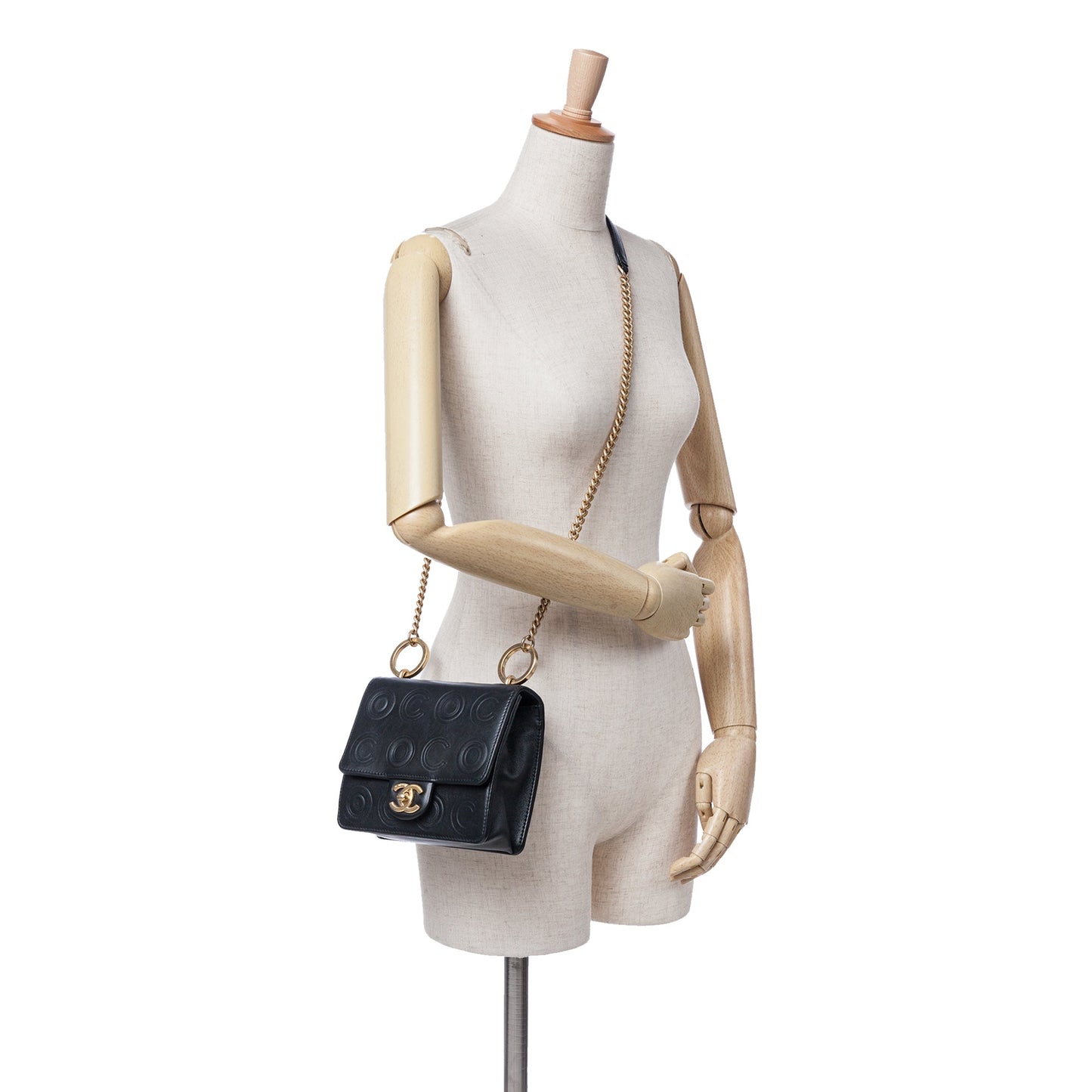 Chanel Mini Square Calfskin Coco Embossed Flap