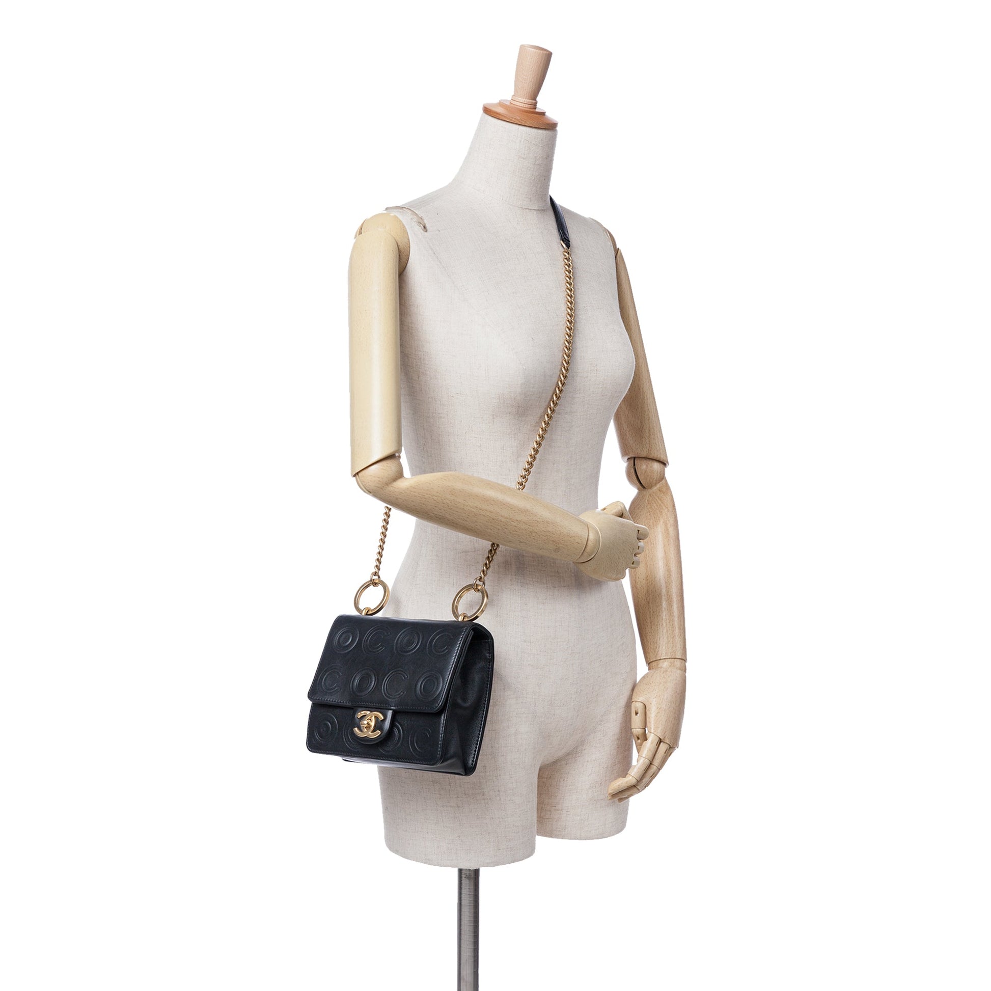 Chanel Mini Square Calfskin Coco Embossed Flap
