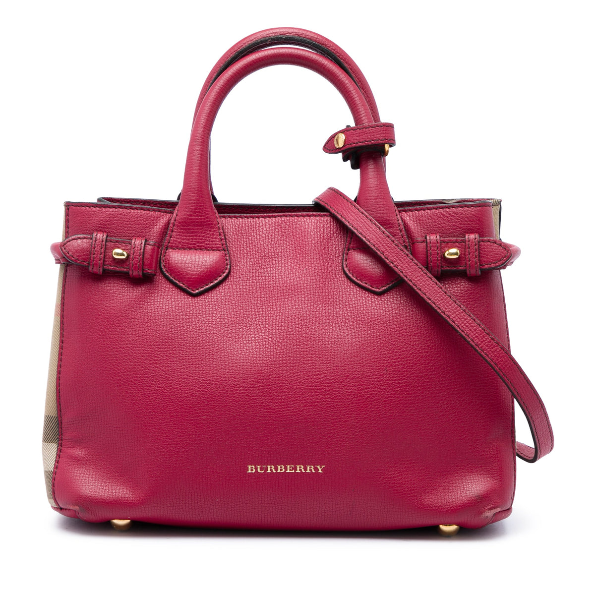 Burberry Small Grainy Calfskin and House Check Banner Satchel