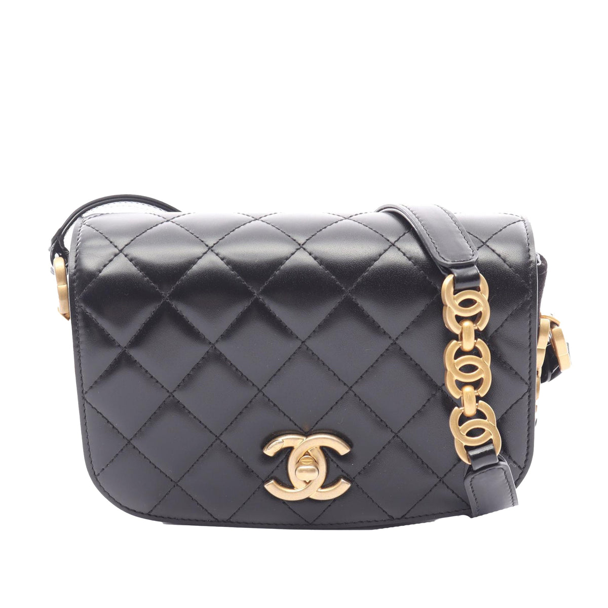 Chanel Mini Quilted Shiny Calfskin Messenger Bag