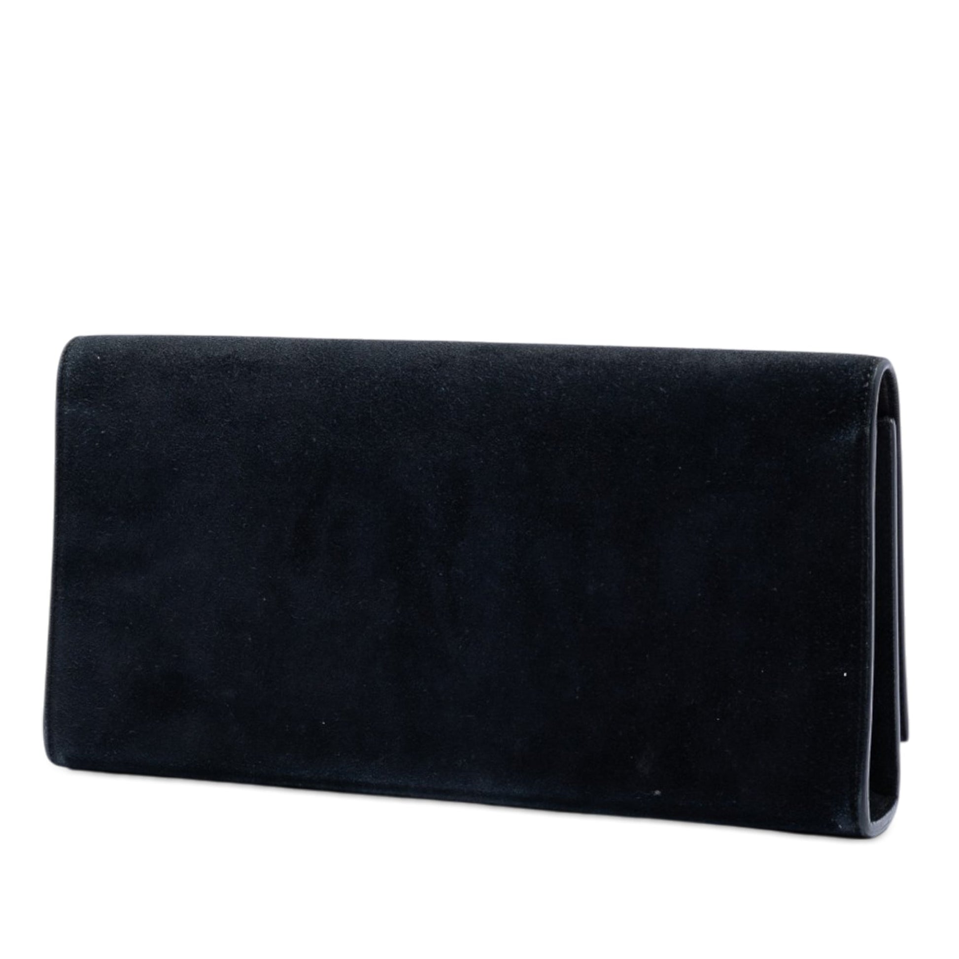 Saint Laurent Suede Monogram Kate Tassel Clutch
