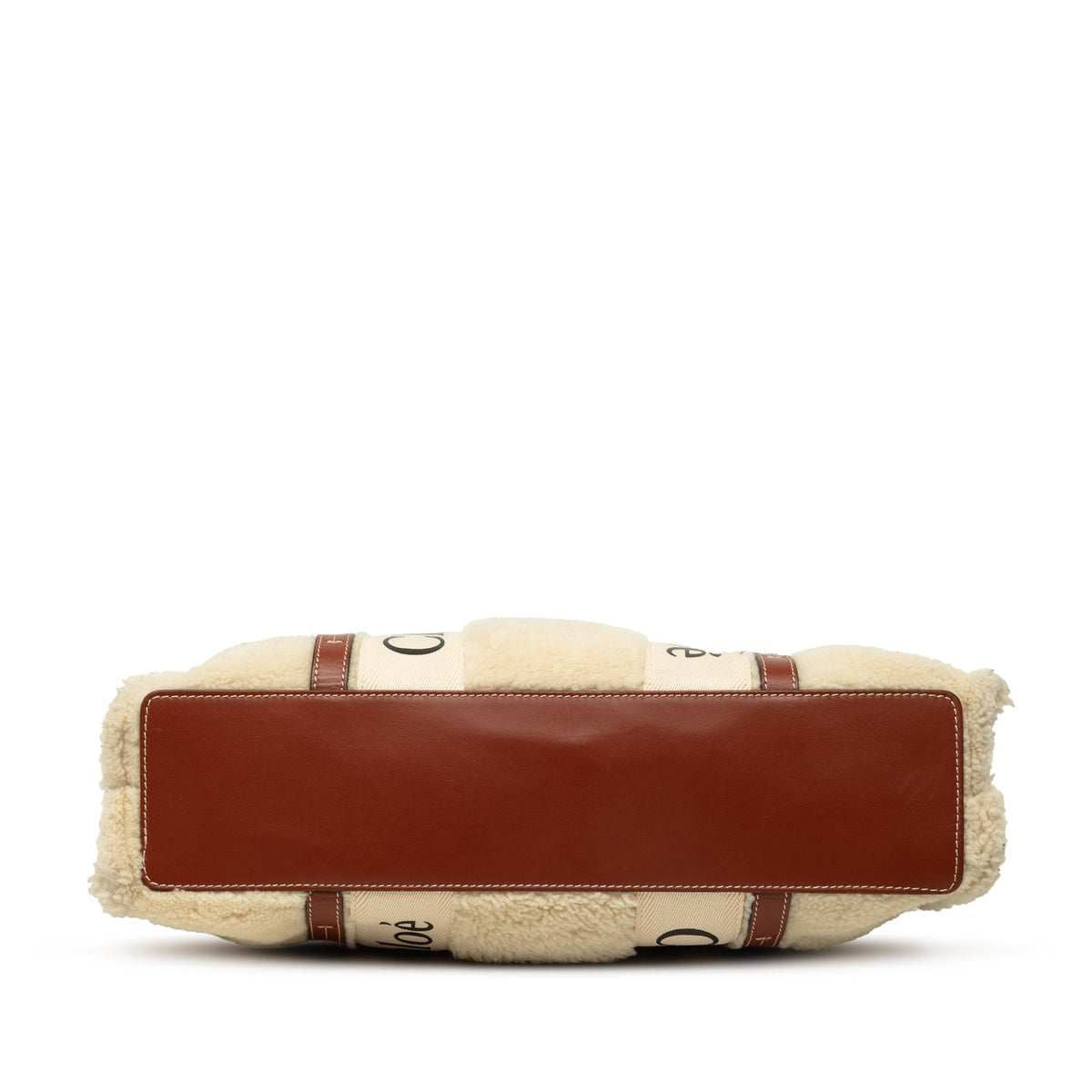 Chloé Large Shearling Woody Tote — Beige