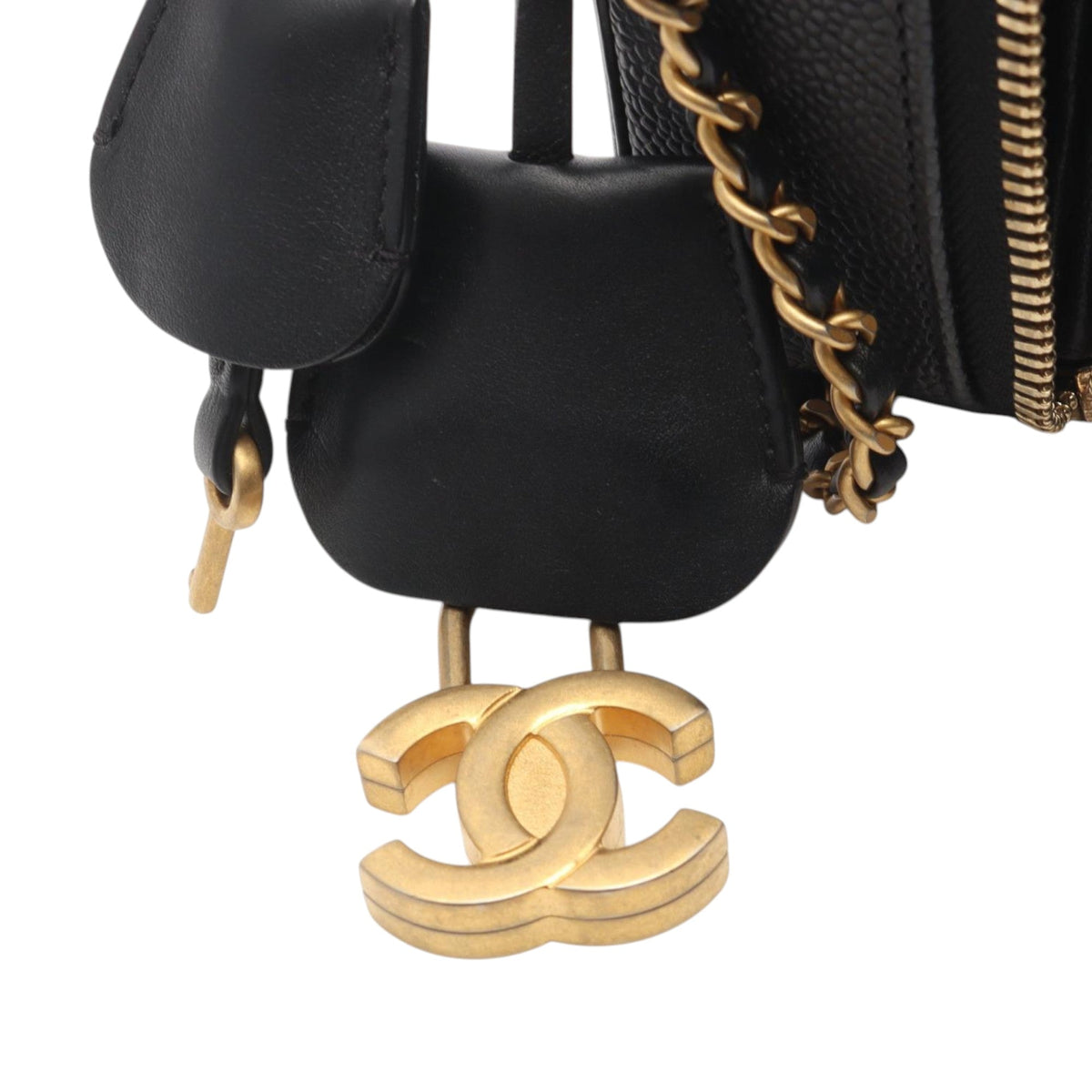 Chanel Small Caviar CC Filigree Vanity Case — Black