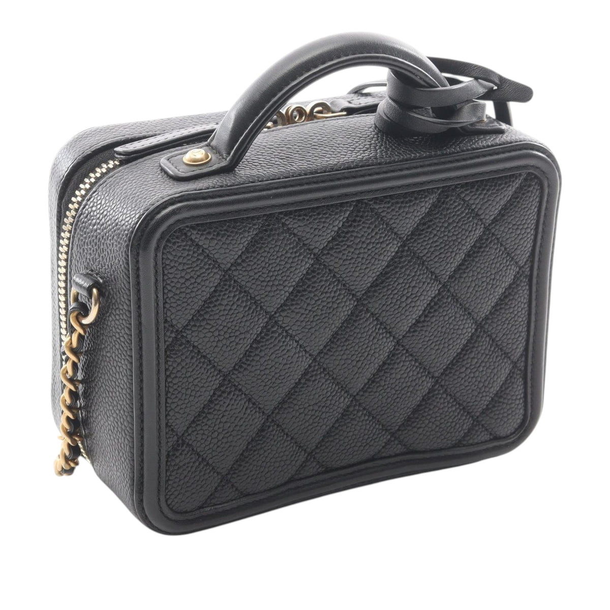 Chanel Small Caviar CC Filigree Vanity Case — Black