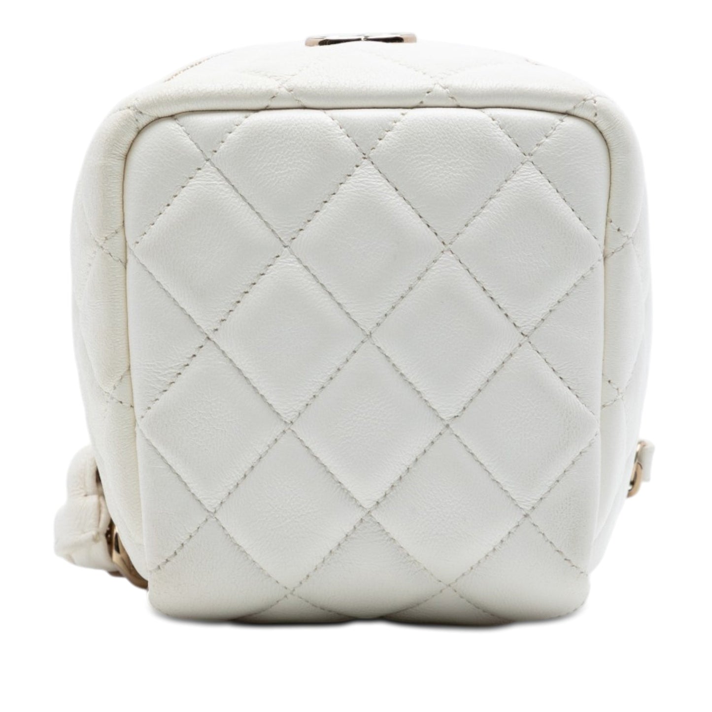 Chanel CC Quilted Lambskin Cube Zip Clutch with Chain