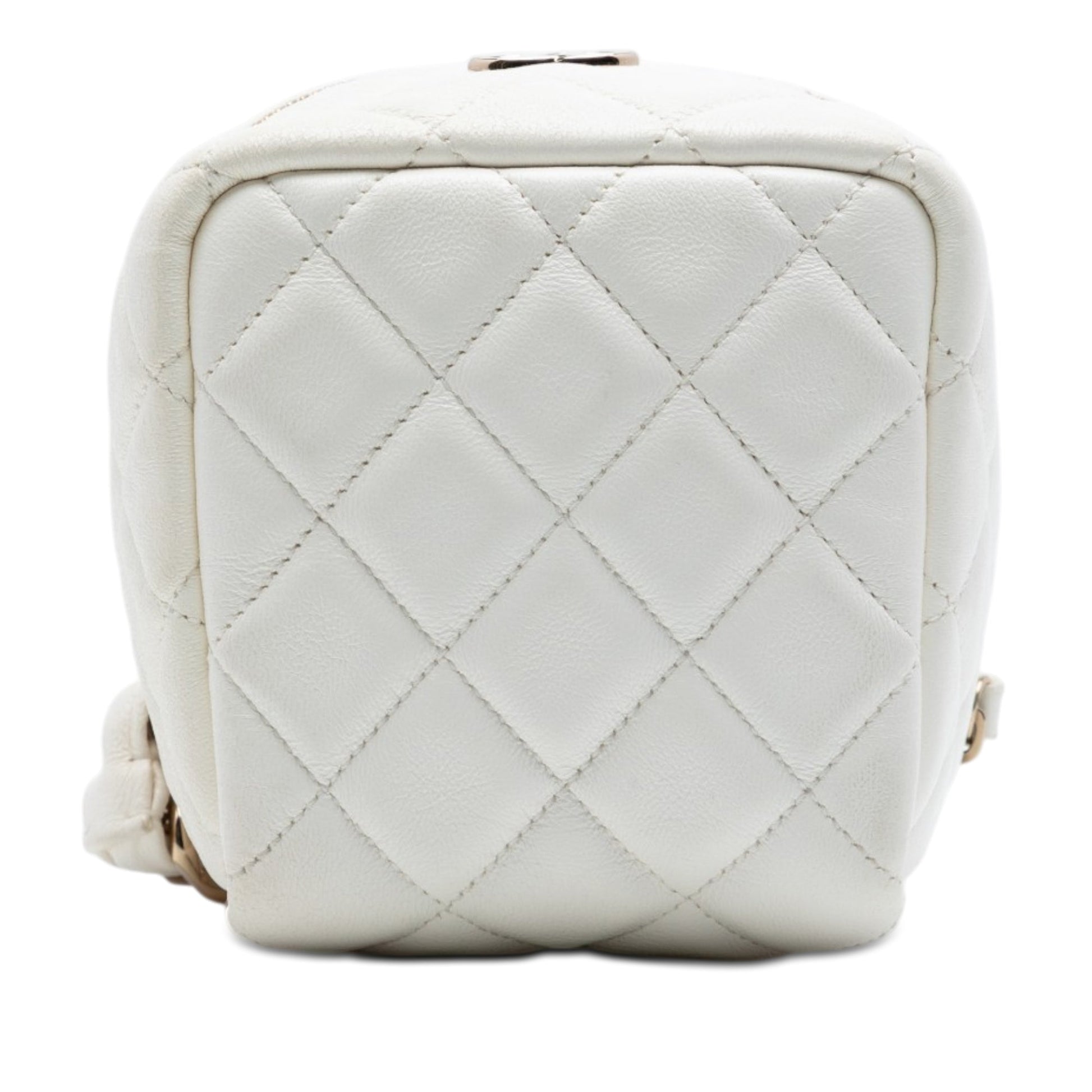 Chanel CC Quilted Lambskin Cube Zip Clutch with Chain