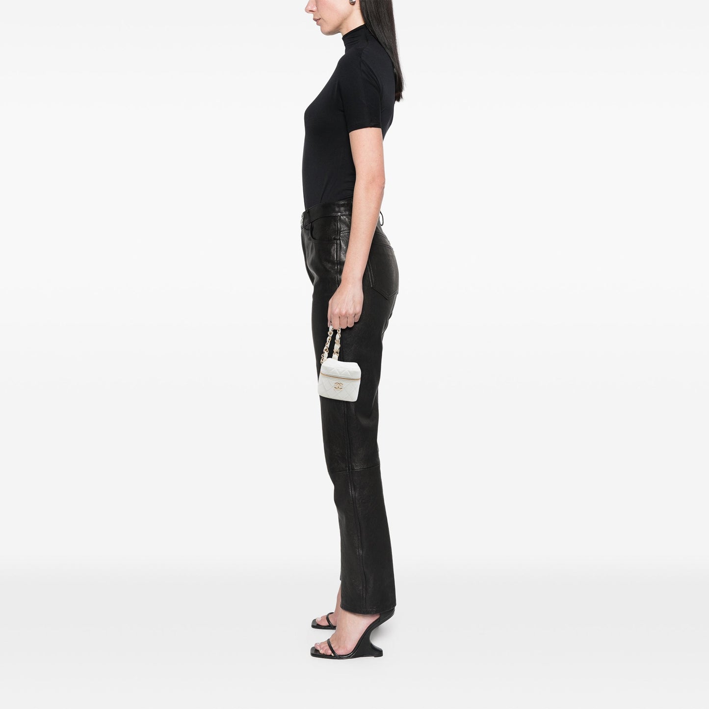 Chanel CC Quilted Lambskin Cube Zip Clutch with Chain