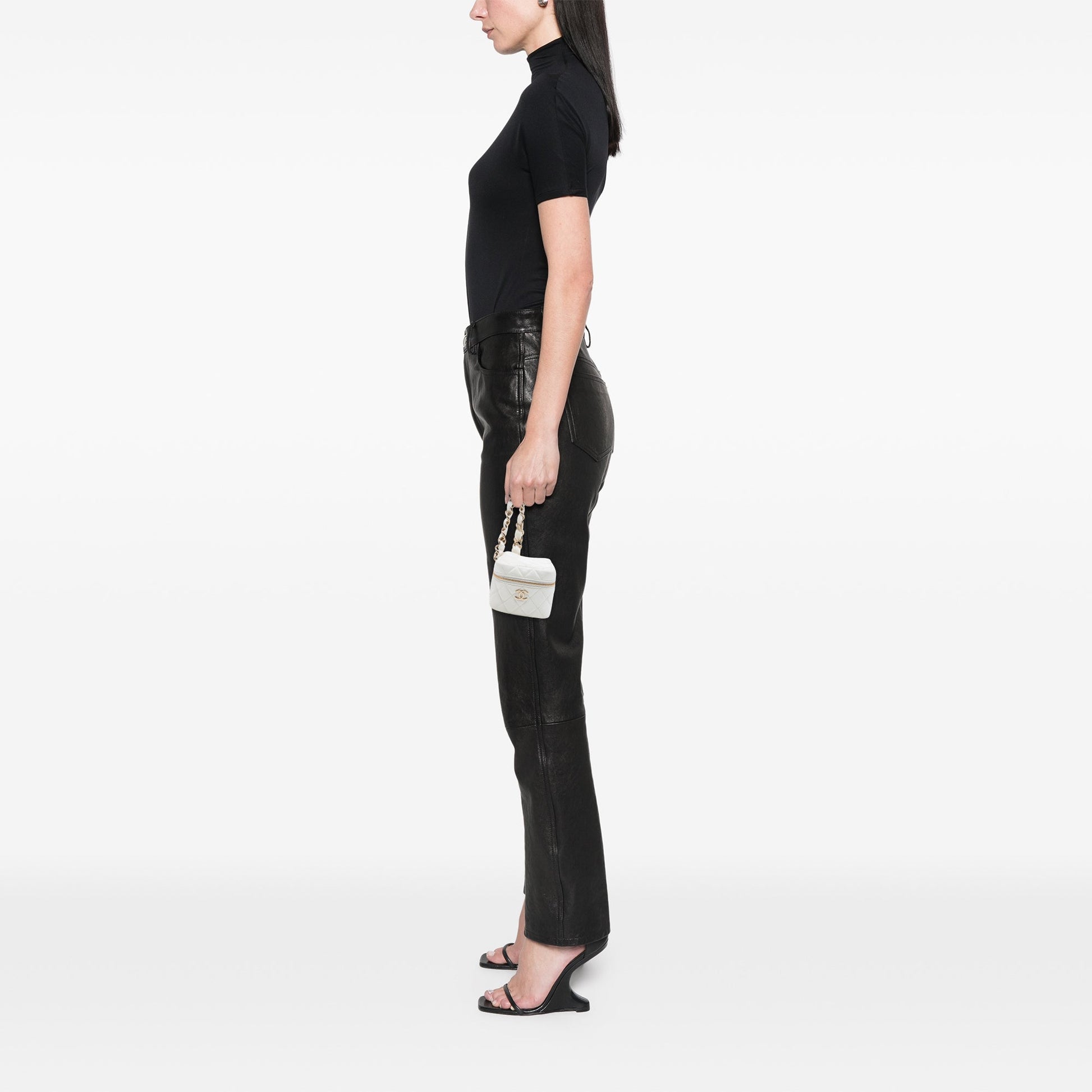 Chanel CC Quilted Lambskin Cube Zip Clutch with Chain