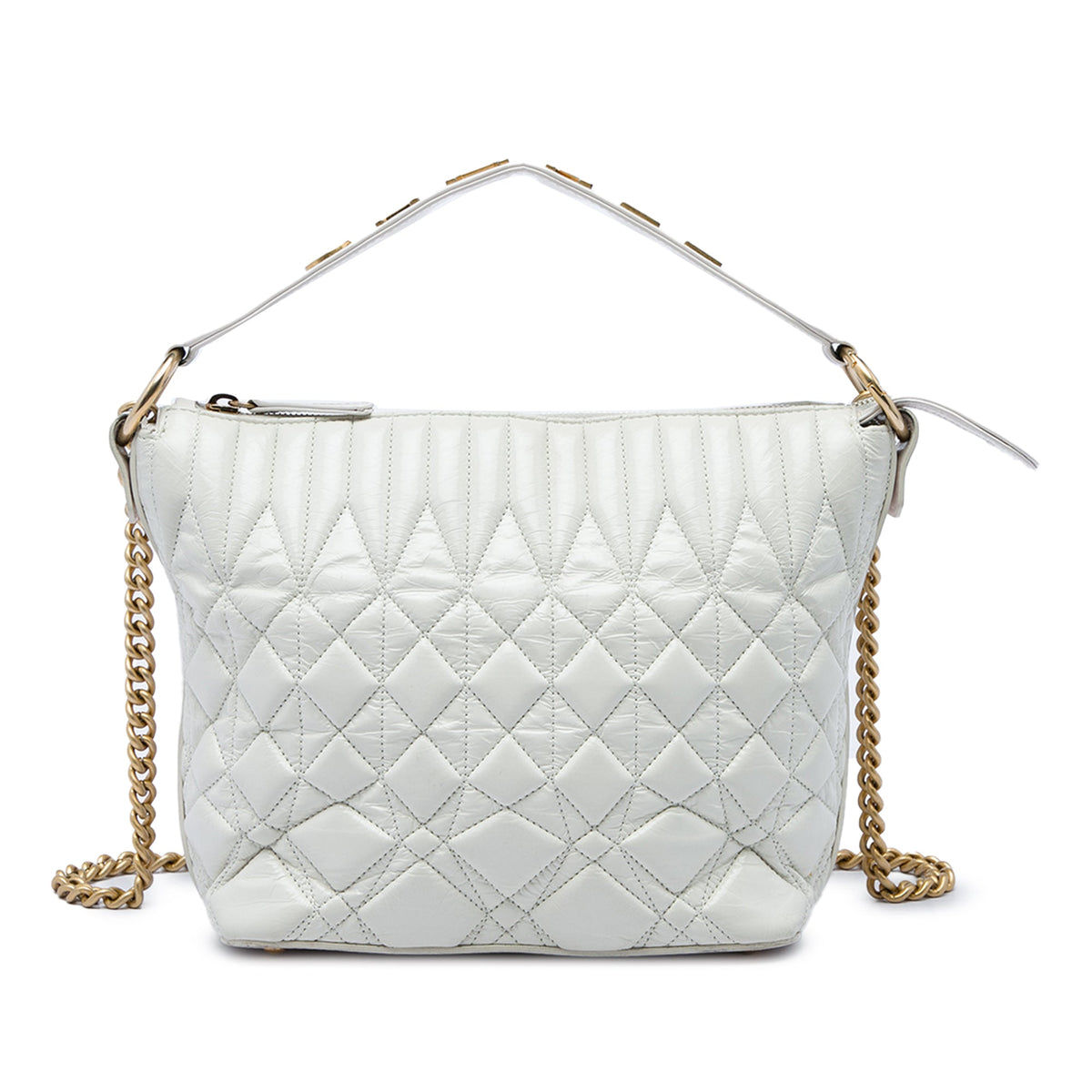 Chanel Quilted Aged Calfskin State of the Art Hobo — White