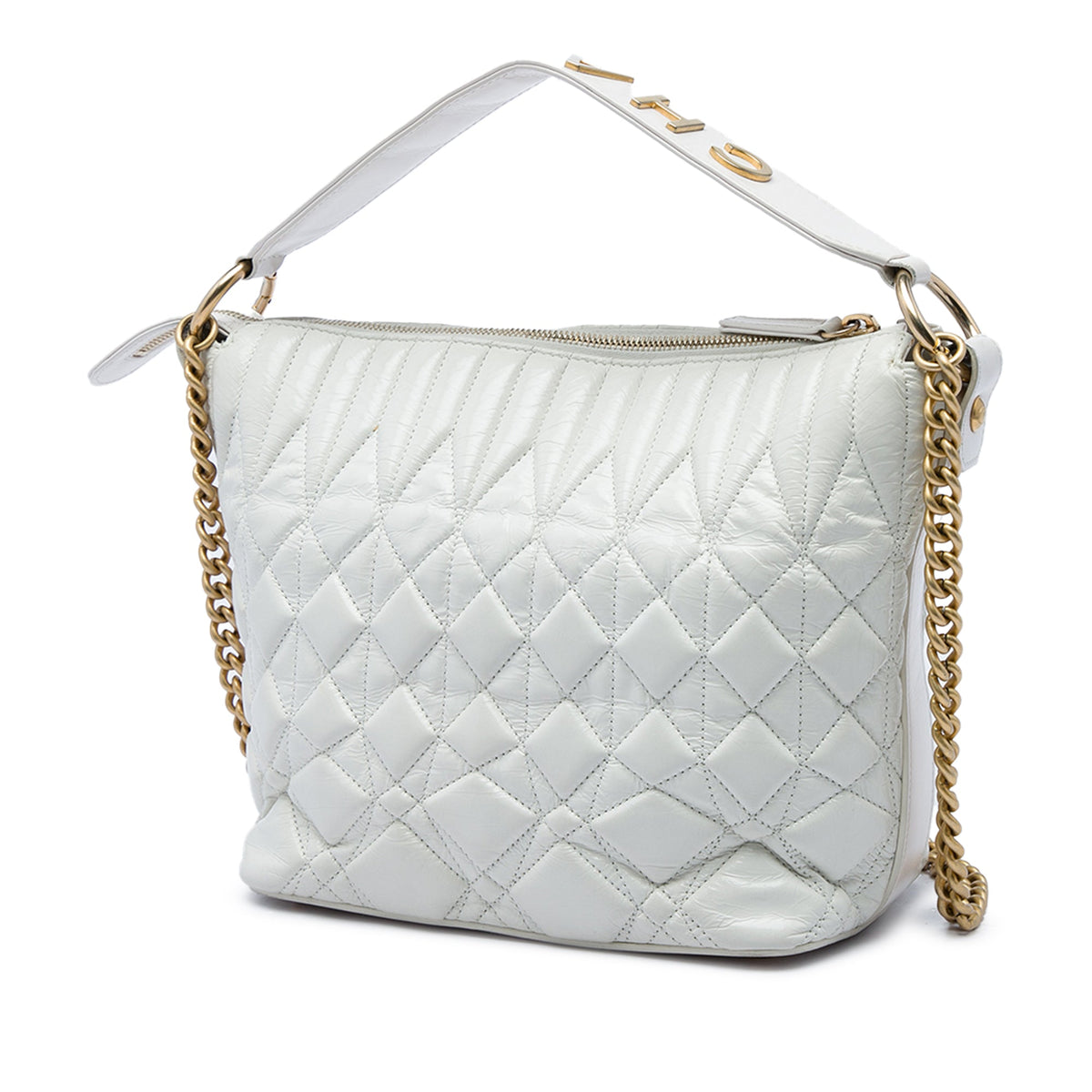 Chanel Quilted Aged Calfskin State of the Art Hobo — White