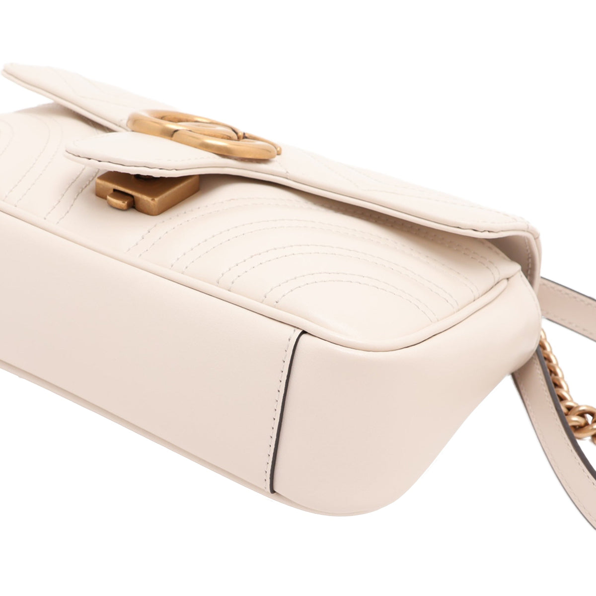 Gucci Small GG Marmont Matelasse Calfskin Shoulder Bag — White