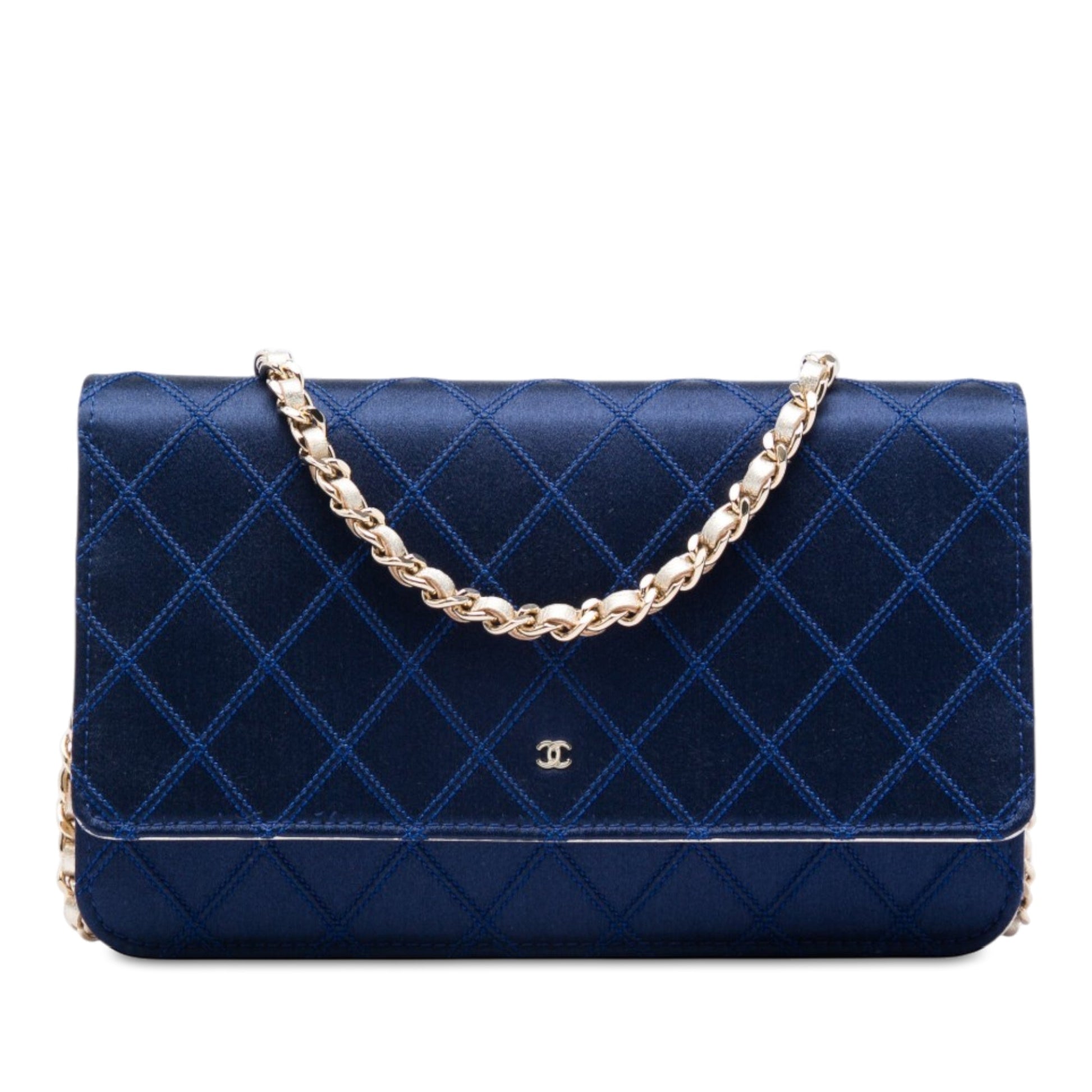 Chanel CC Satin Diamond Stitch Wallet On Chain