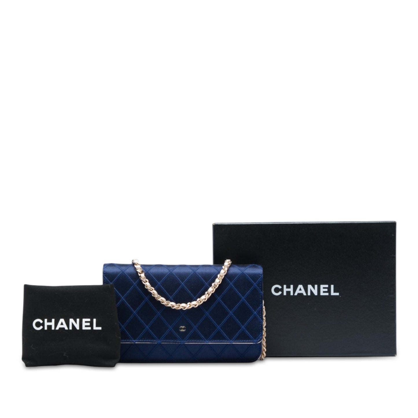 Chanel CC Satin Diamond Stitch Wallet On Chain