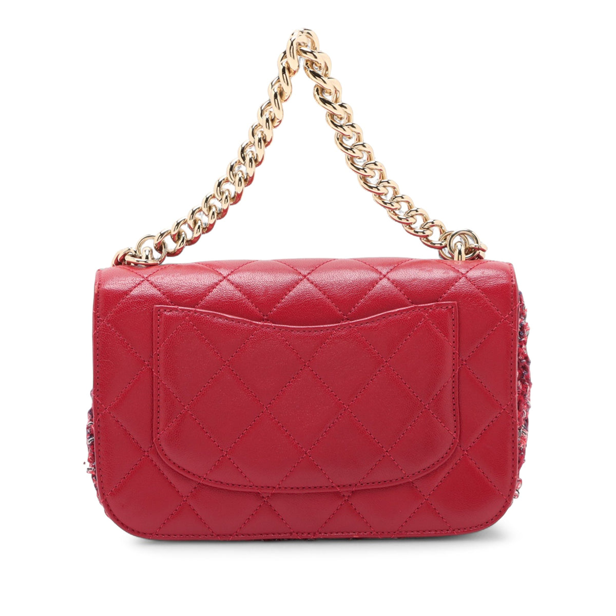 Chanel CC Quilted Lambskin and Tweed Single Flap — Red