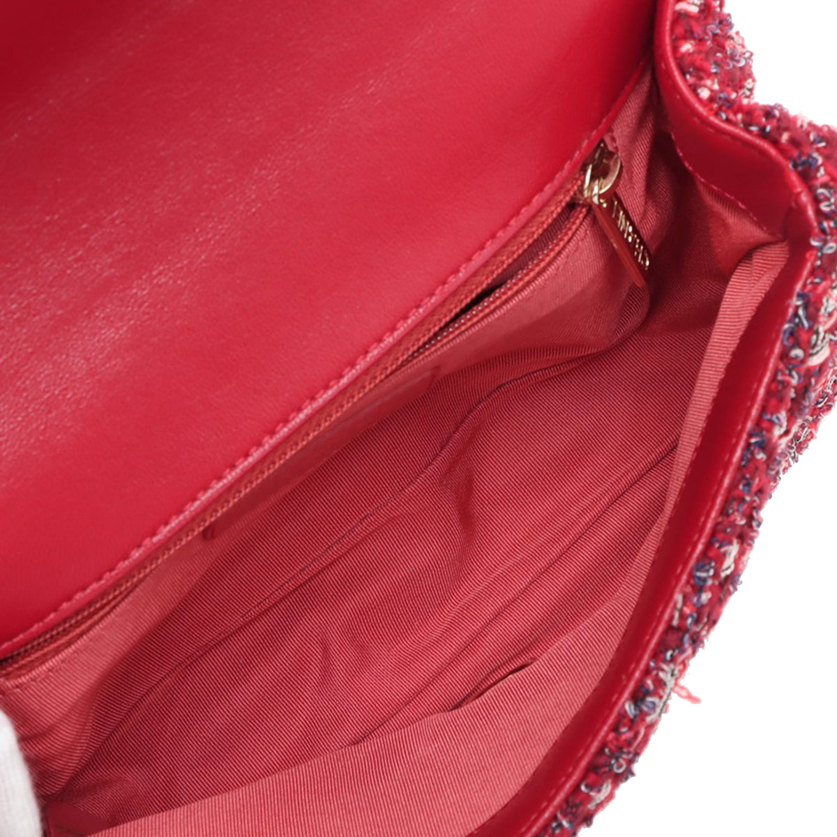 Chanel CC Quilted Lambskin and Tweed Single Flap — Red