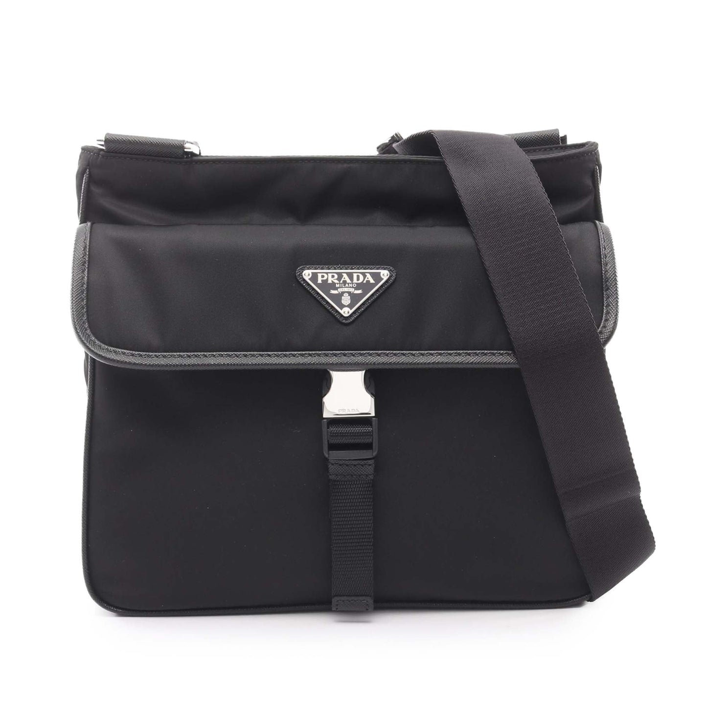 Prada Saffiano Trimmed Re Nylon Crossbody Bag