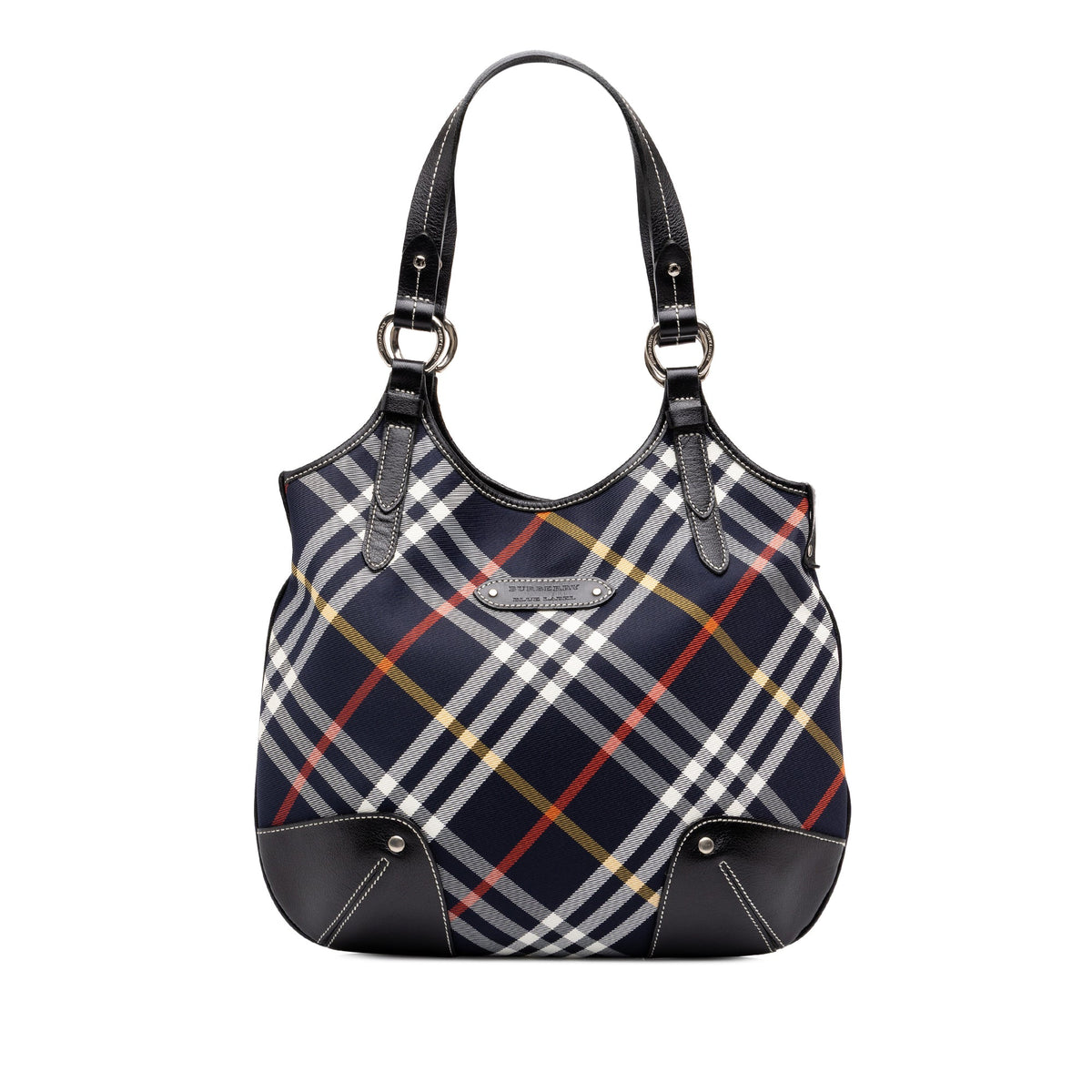 Burberry Supernova Check Nylon Hobo — Blue