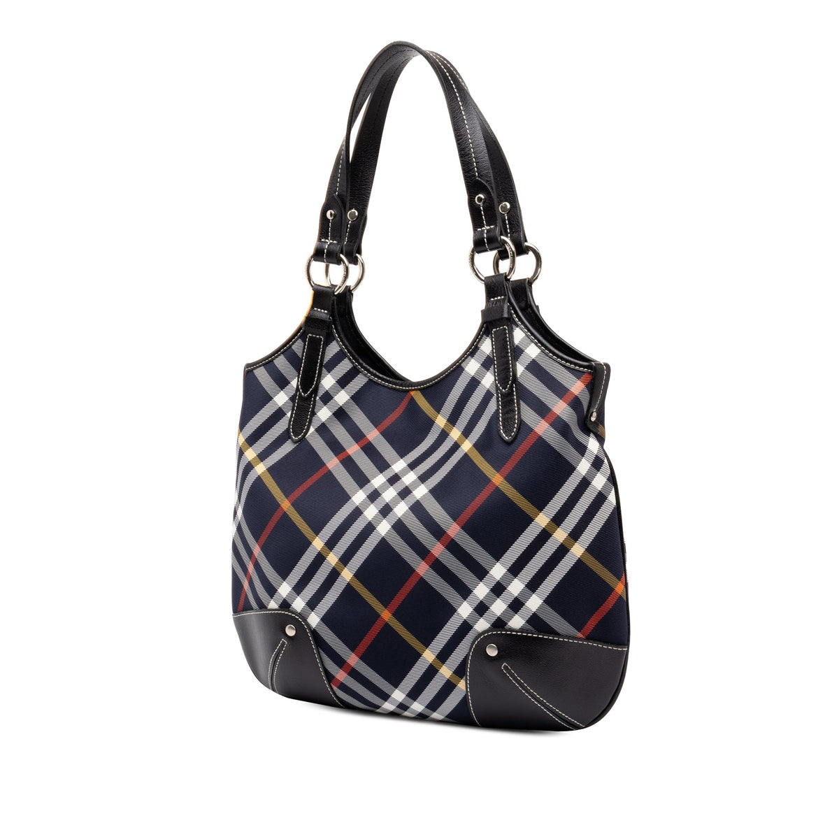 Burberry Supernova Check Nylon Hobo — Blue
