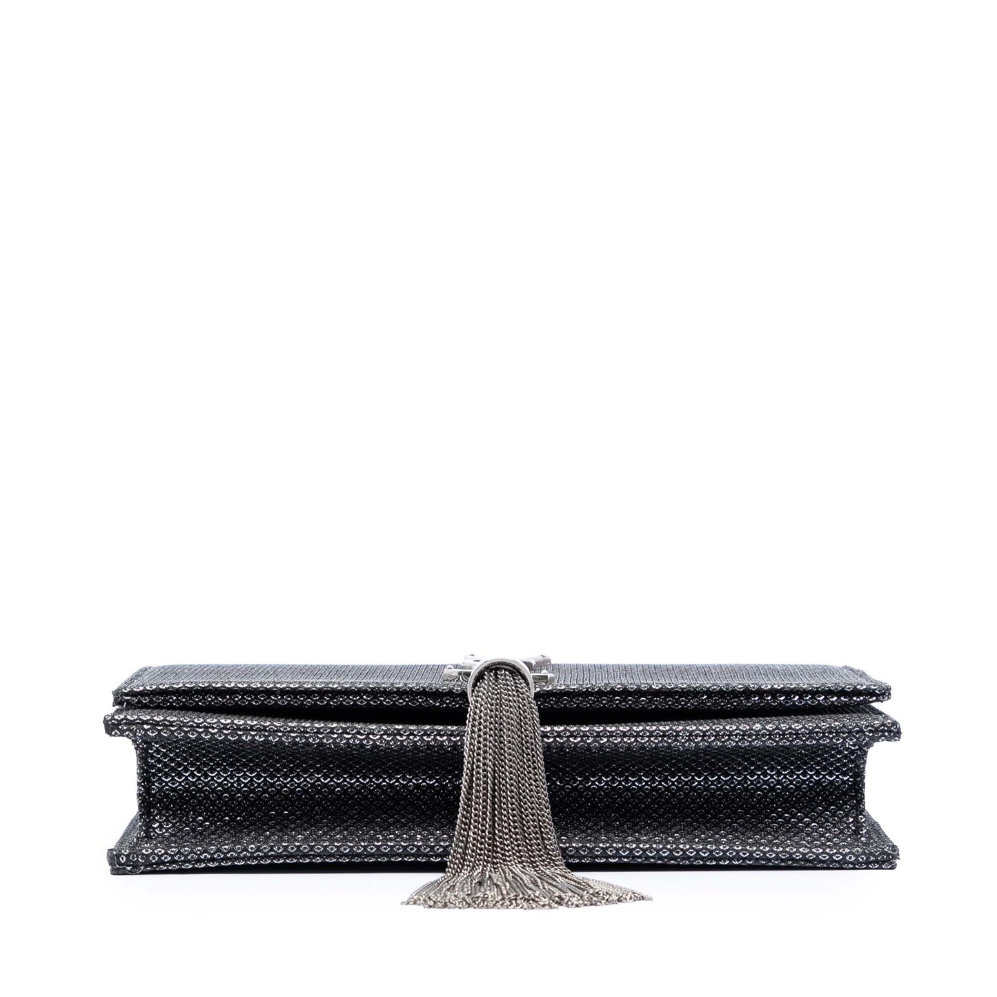 Saint Laurent Metallic Mesh Monogram Tassel Kate Wallet on Chain