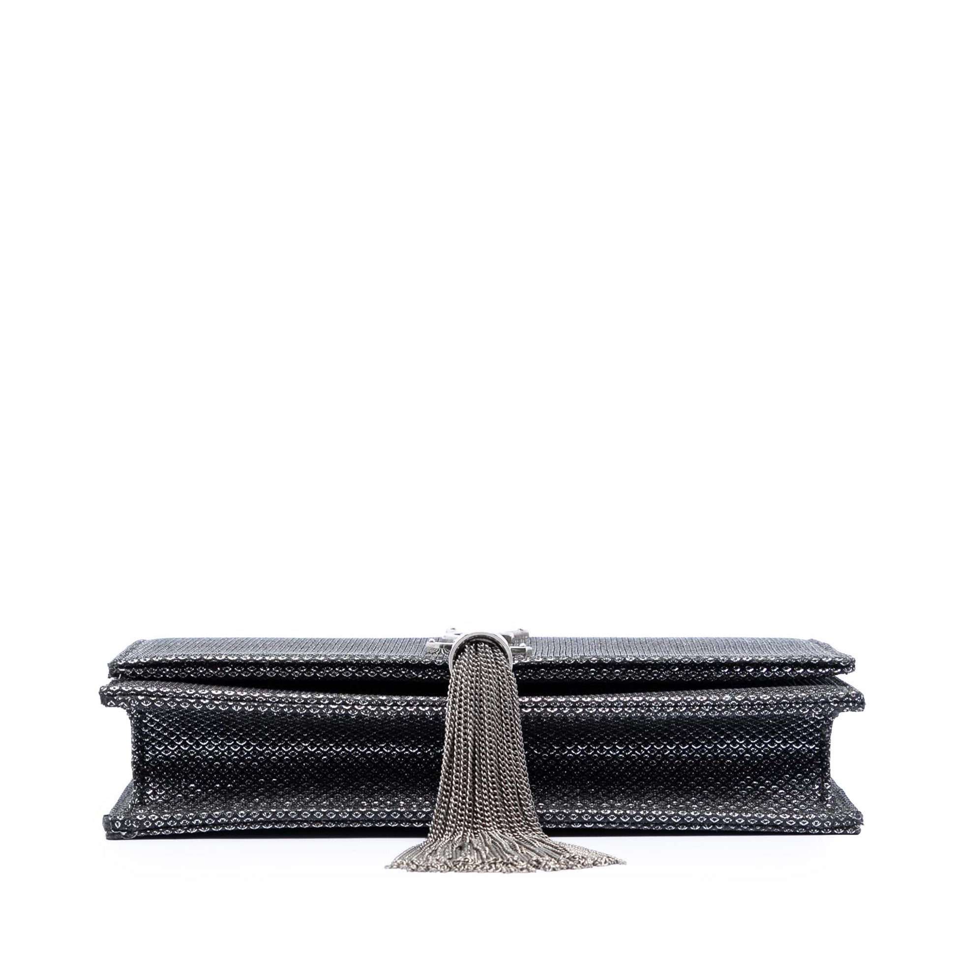 Saint Laurent Metallic Mesh Monogram Tassel Kate Wallet on Chain