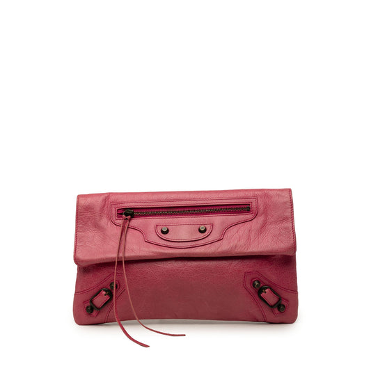 Balenciaga Lambskin Motocross Classic Envelope Clutch