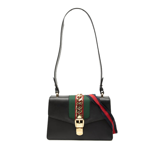 Gucci Small Leather Sylvie Web Satchel