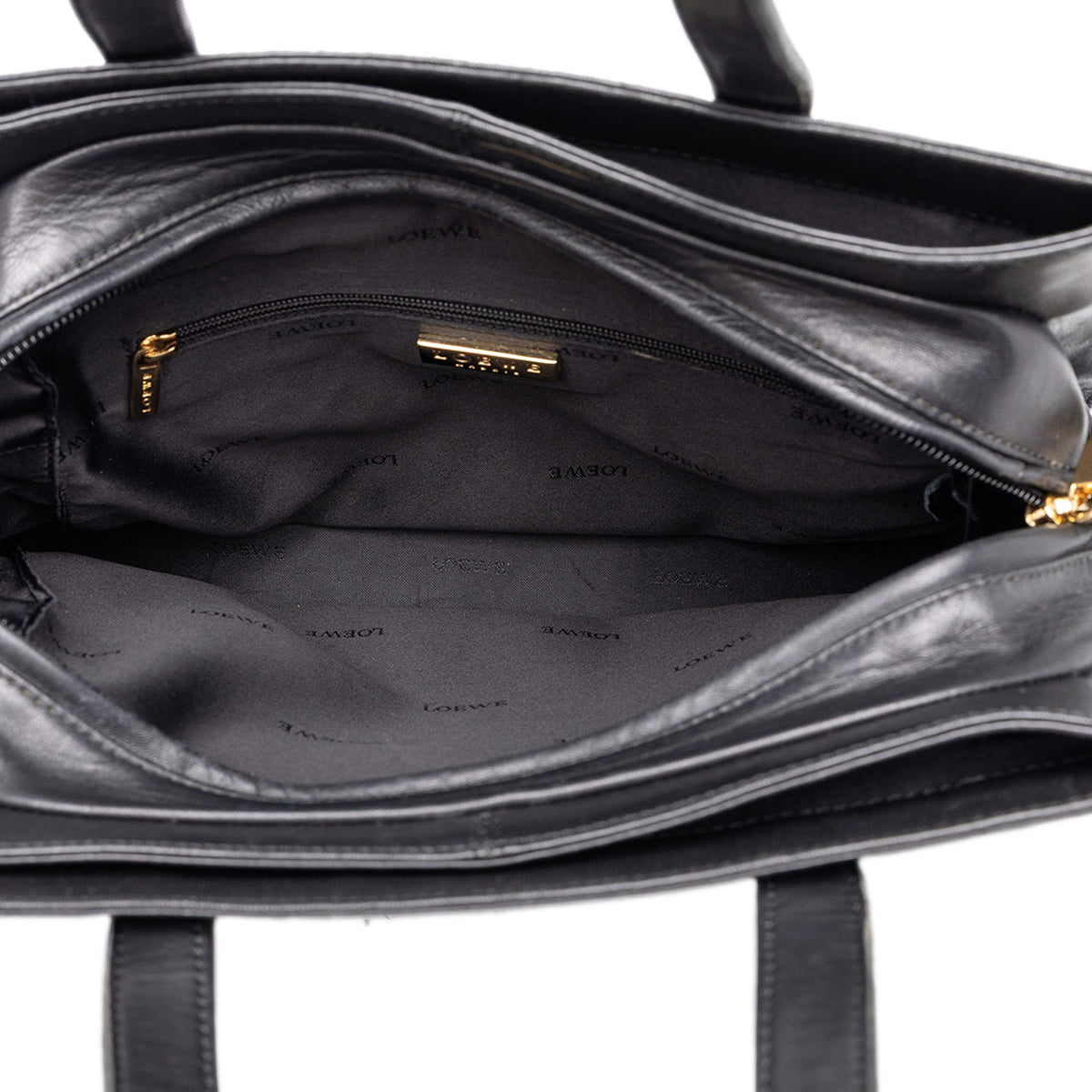 LOEWE Leather Anagram Satchel — Black