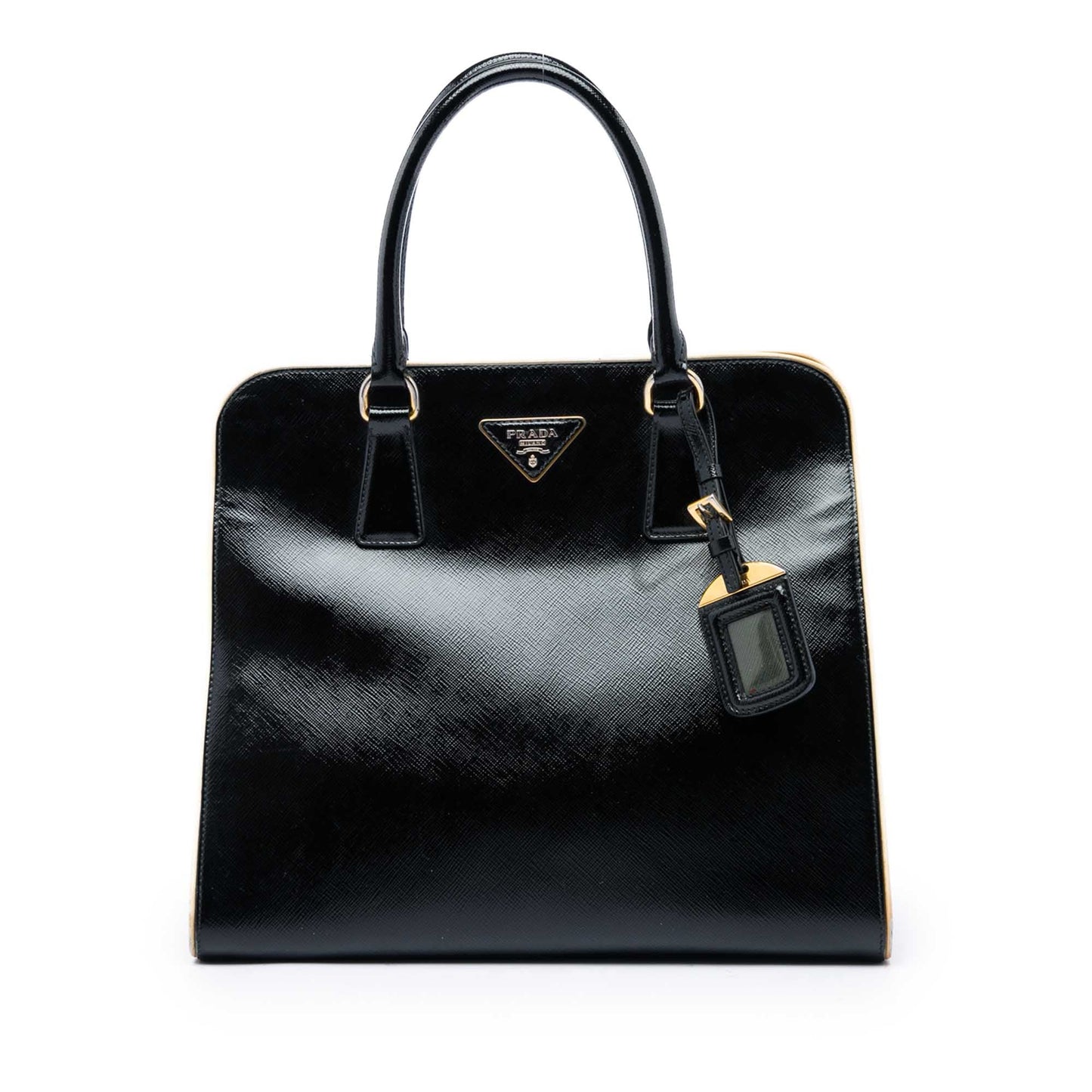 Prada Saffiano Vernice Open Pyramid Convertible Tote