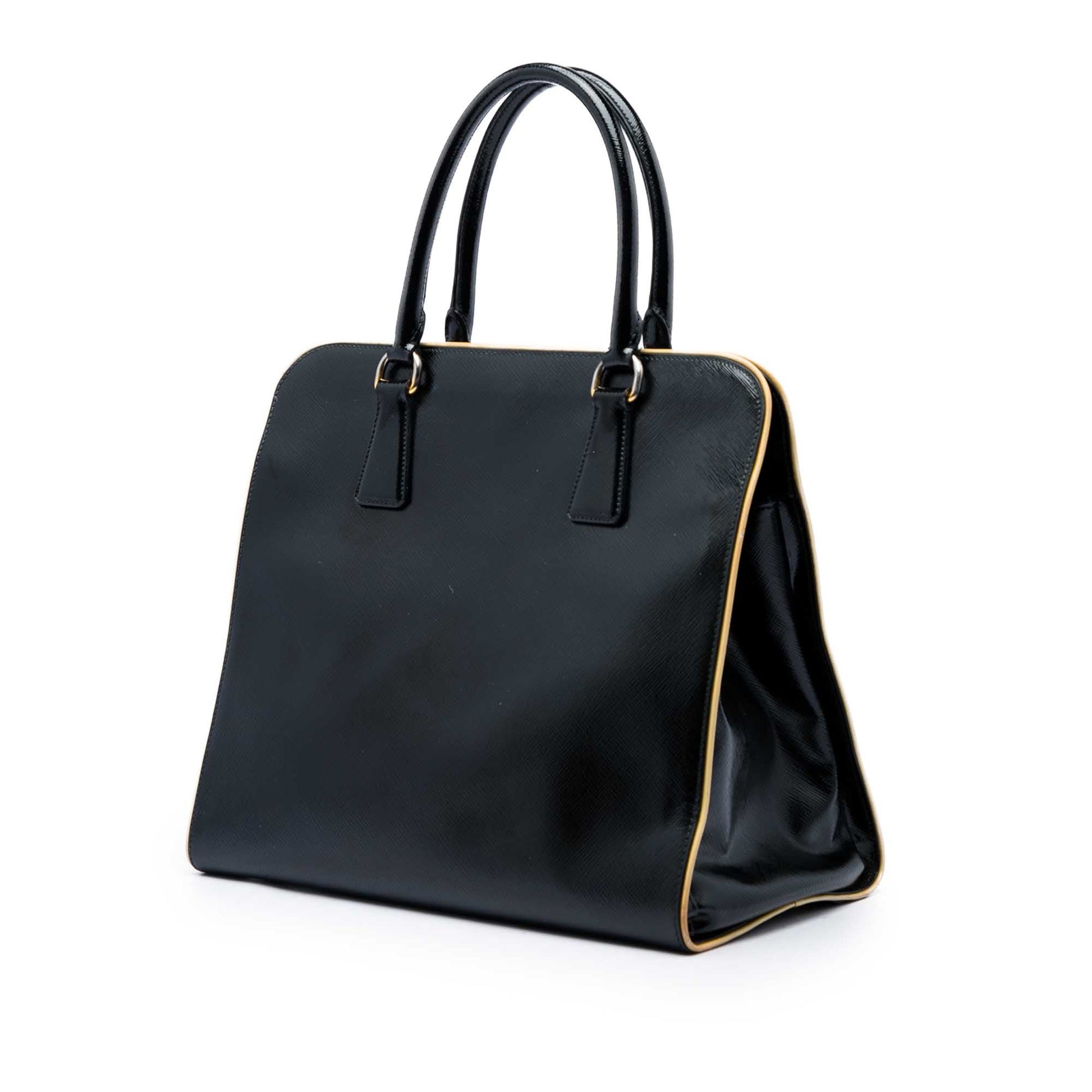 Prada Saffiano Vernice Open Pyramid Convertible Tote