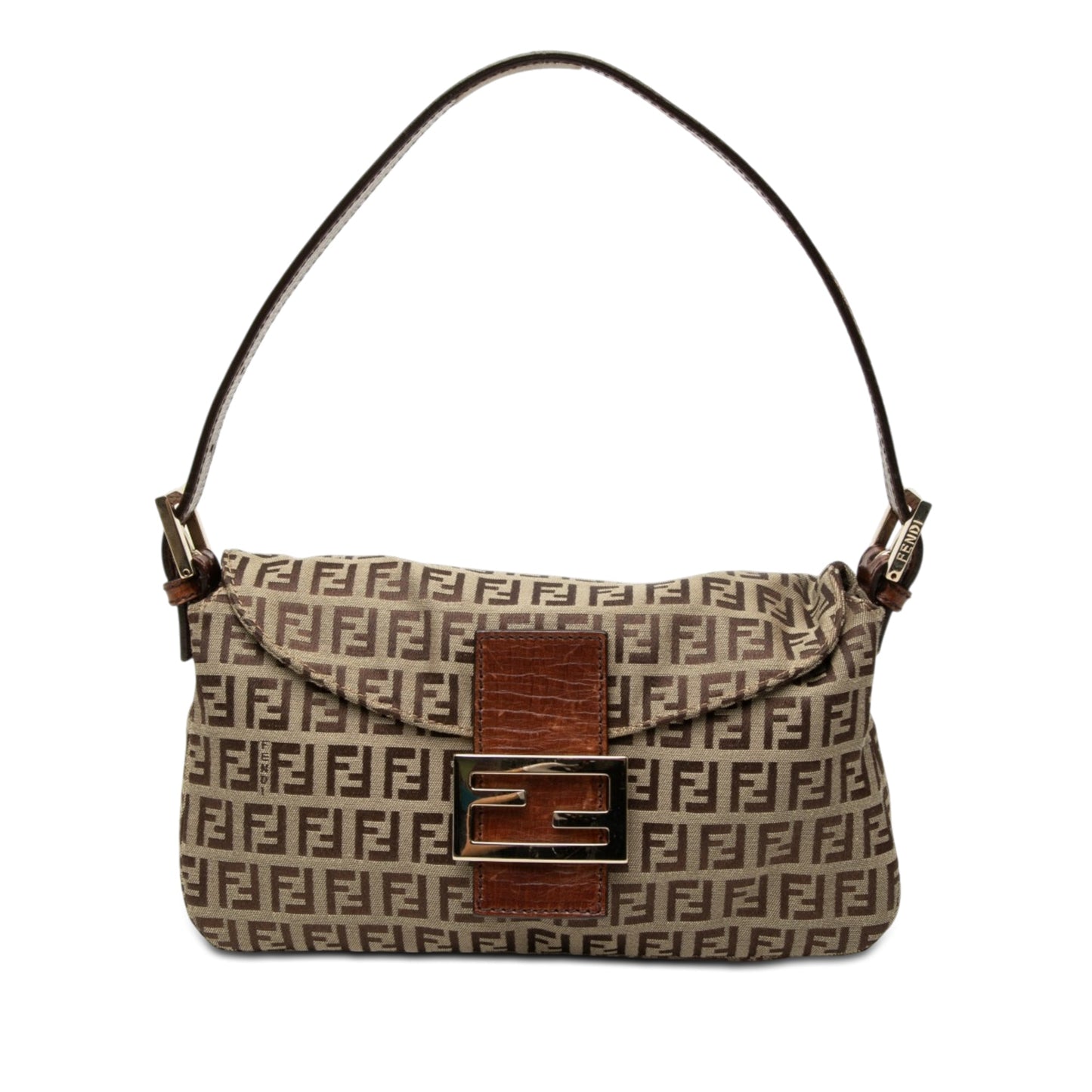 Fendi Zucchino Canvas Double Flap Shoulder Bag