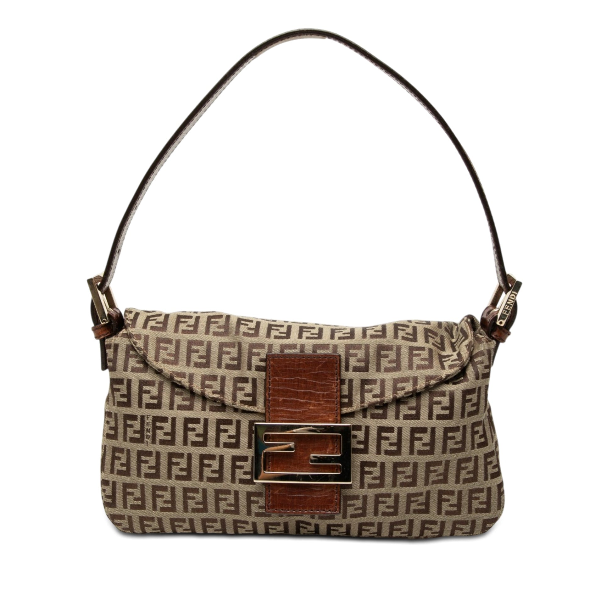 Fendi Zucchino Canvas Double Flap Shoulder Bag