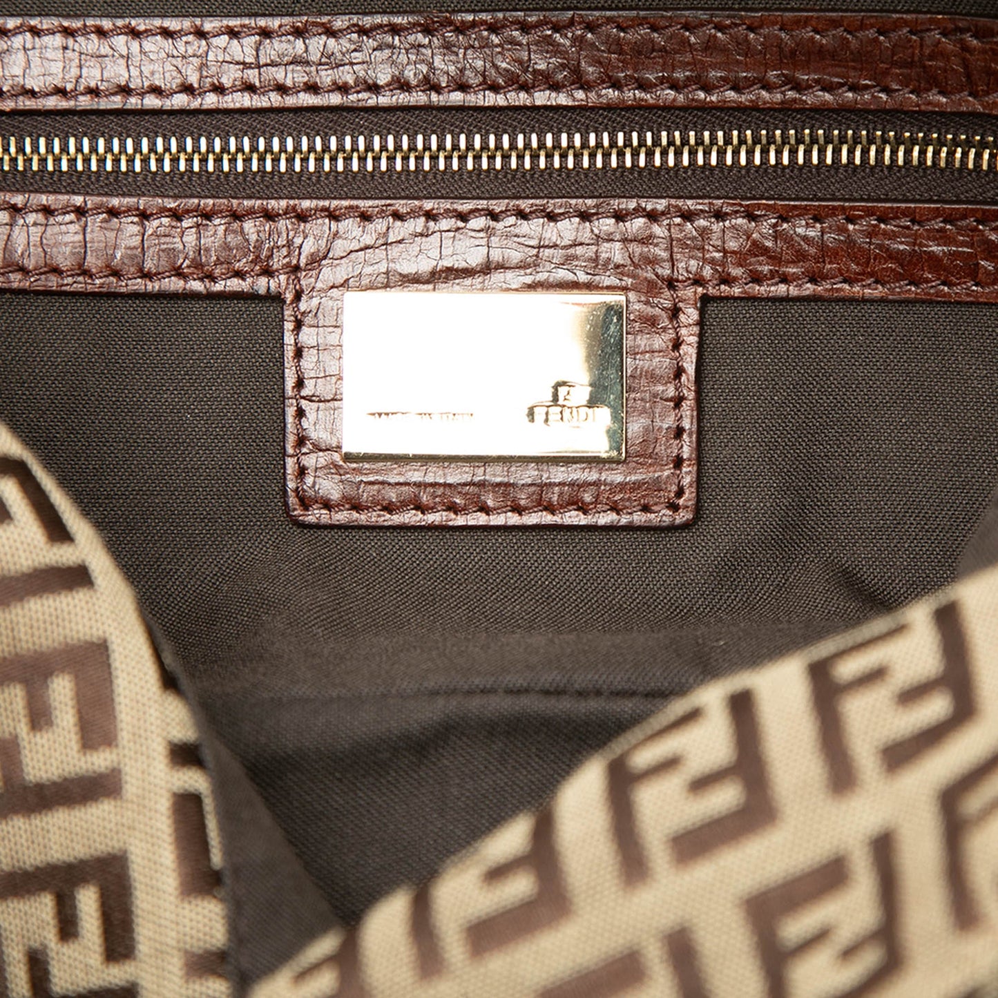 Fendi Zucchino Canvas Double Flap Shoulder Bag