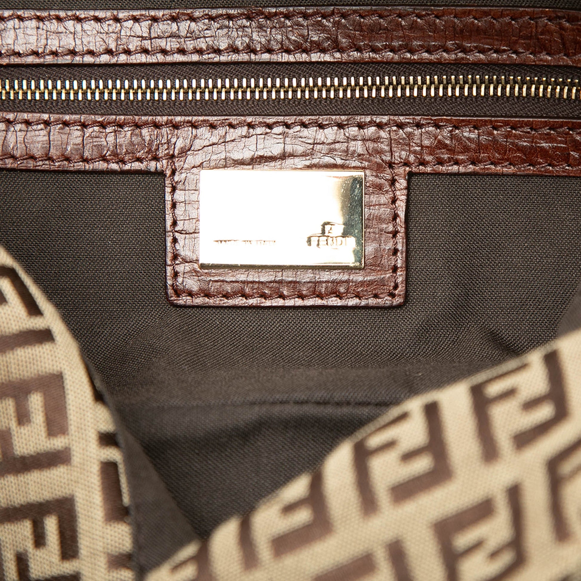 Fendi Zucchino Canvas Double Flap Shoulder Bag