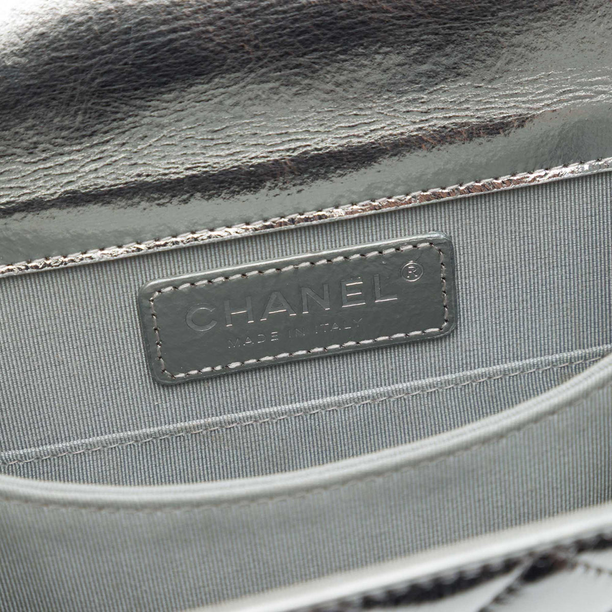 Chanel Quilted Metallic Calfskin North South Boy Flap