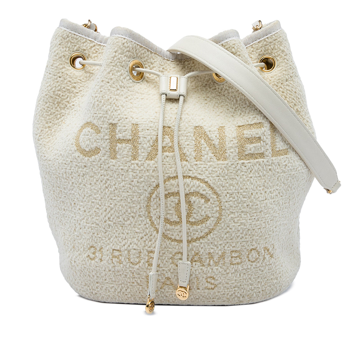 Chanel Small Tweed Deauville Drawstring Bucket Bag